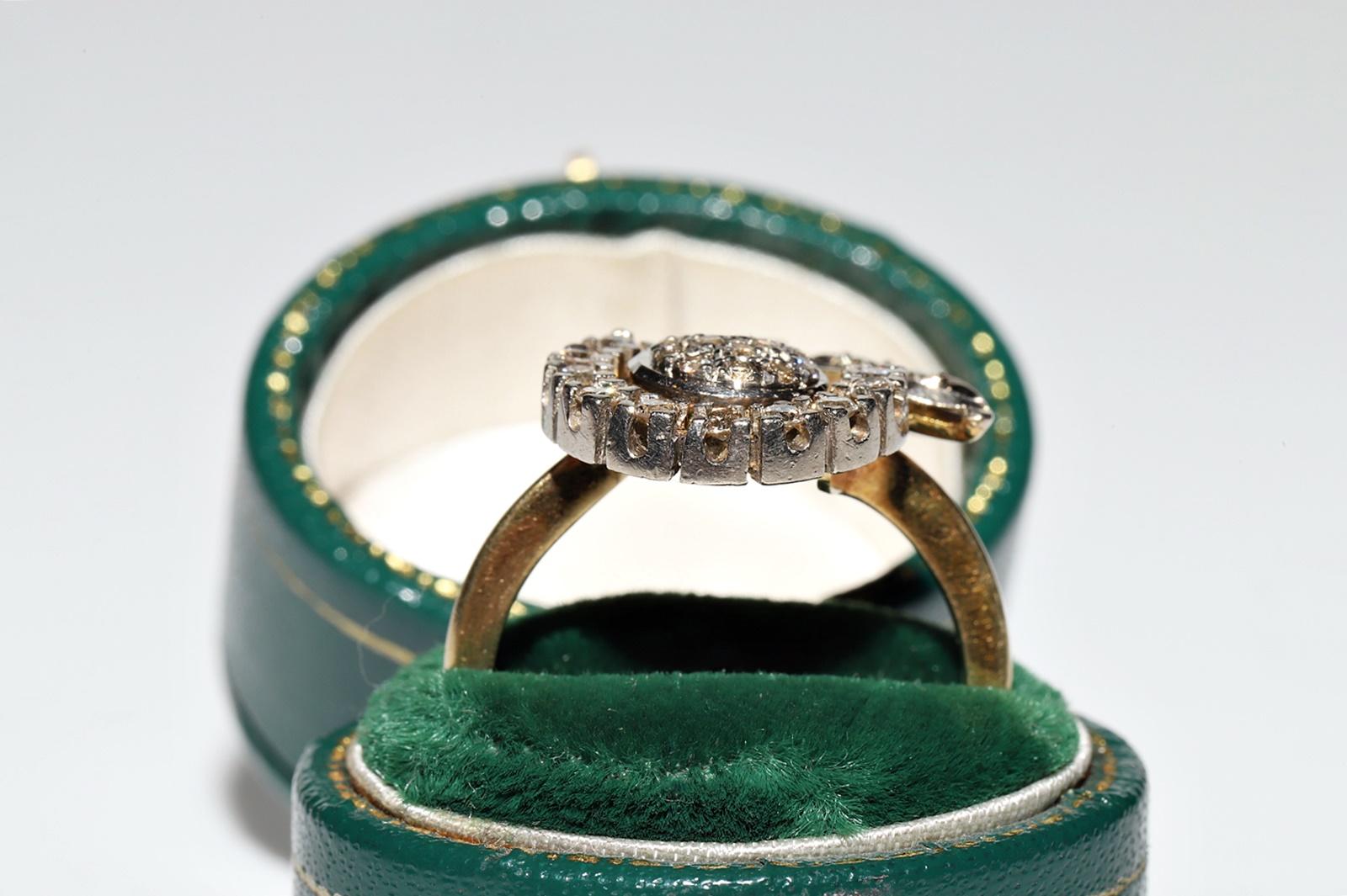 Rétro Anello d'epoca in oro 18 carati con diamanti naturali e fiori decorati in vendita