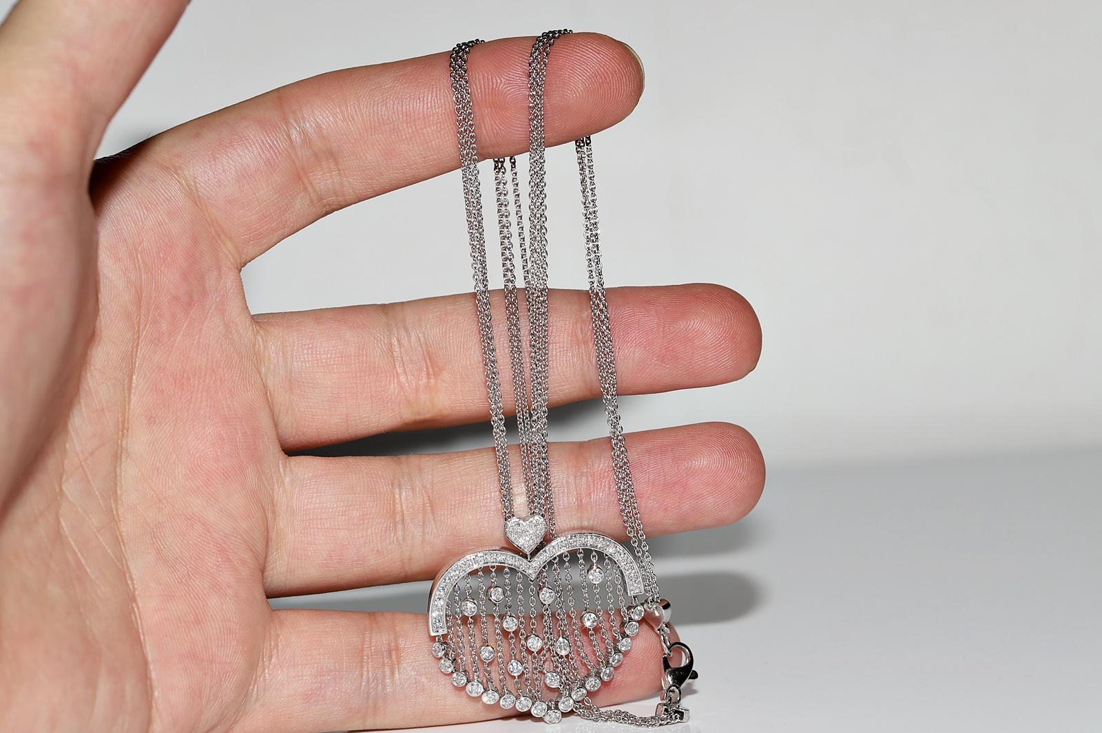 Vintage 18k Gold natürlichen Diamanten dekoriert Herz Anhänger Halskette im Angebot 4