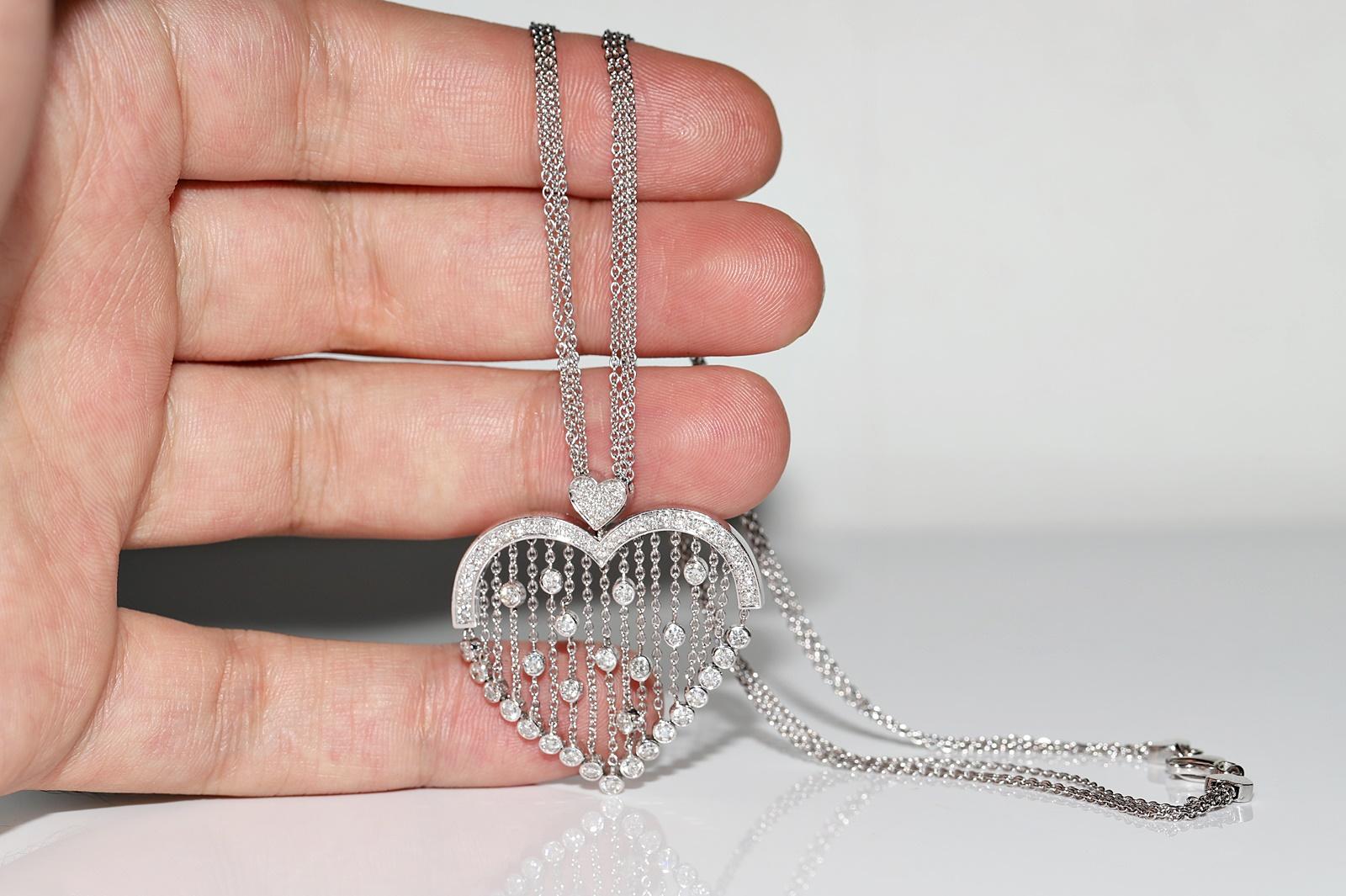 Vintage 18k Gold natürlichen Diamanten dekoriert Herz Anhänger Halskette im Angebot 5