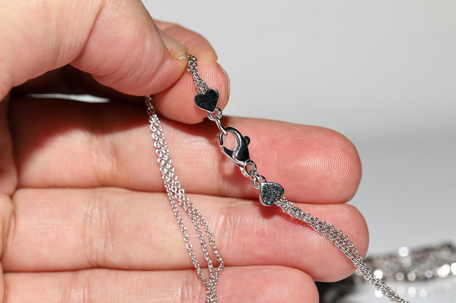 Vintage 18k Gold natürlichen Diamanten dekoriert Herz Anhänger Halskette im Angebot 7