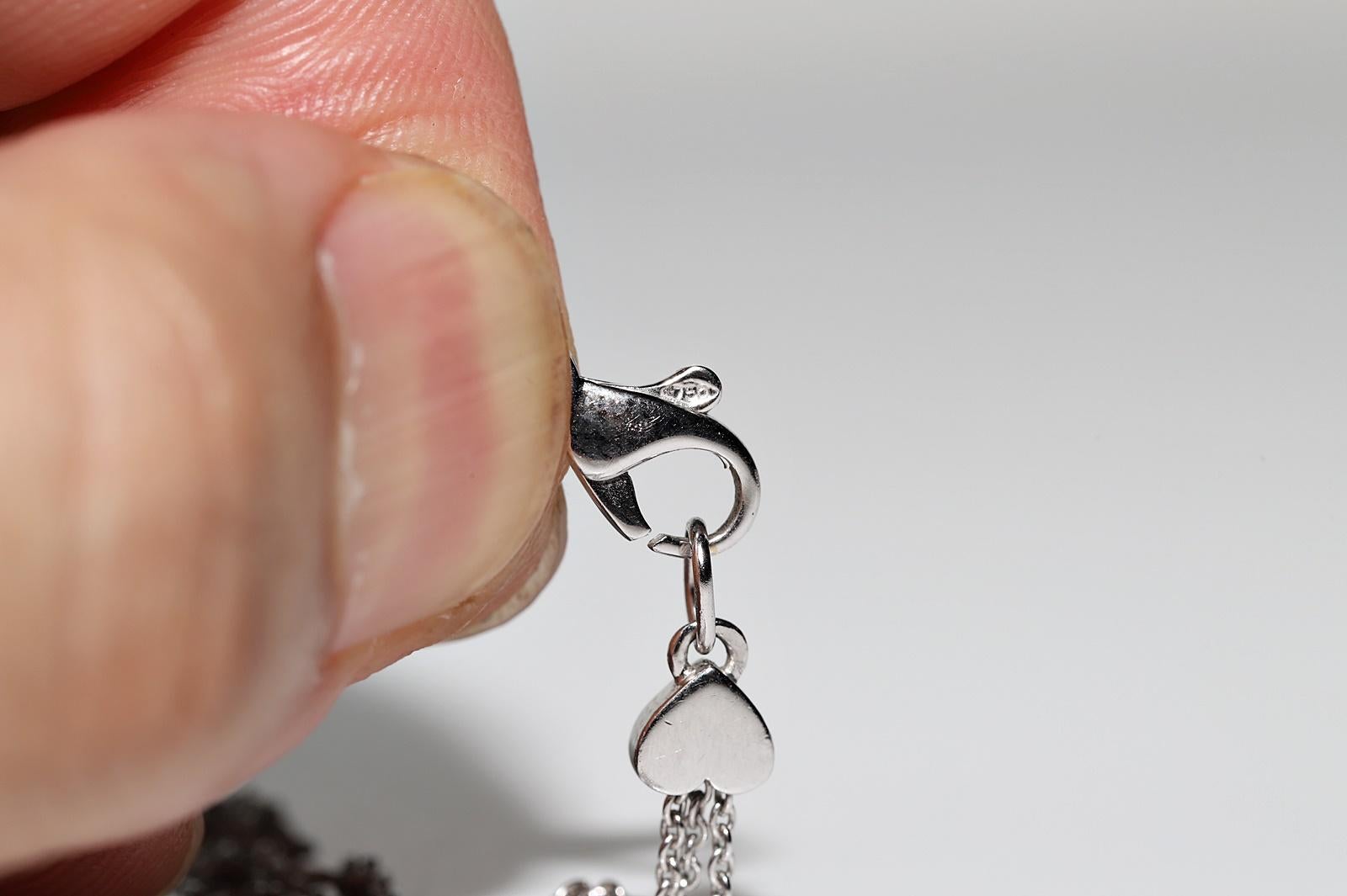 Vintage 18k Gold natürlichen Diamanten dekoriert Herz Anhänger Halskette im Angebot 9