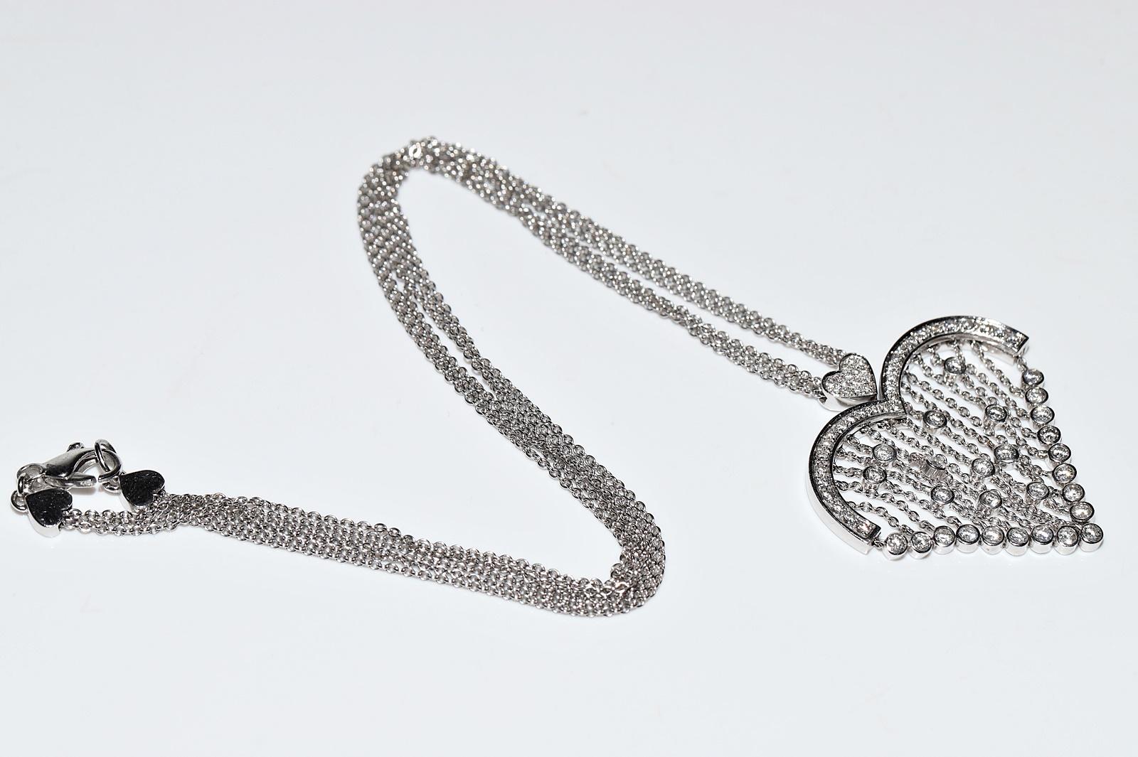 Vintage 18k Gold natürlichen Diamanten dekoriert Herz Anhänger Halskette im Angebot 10