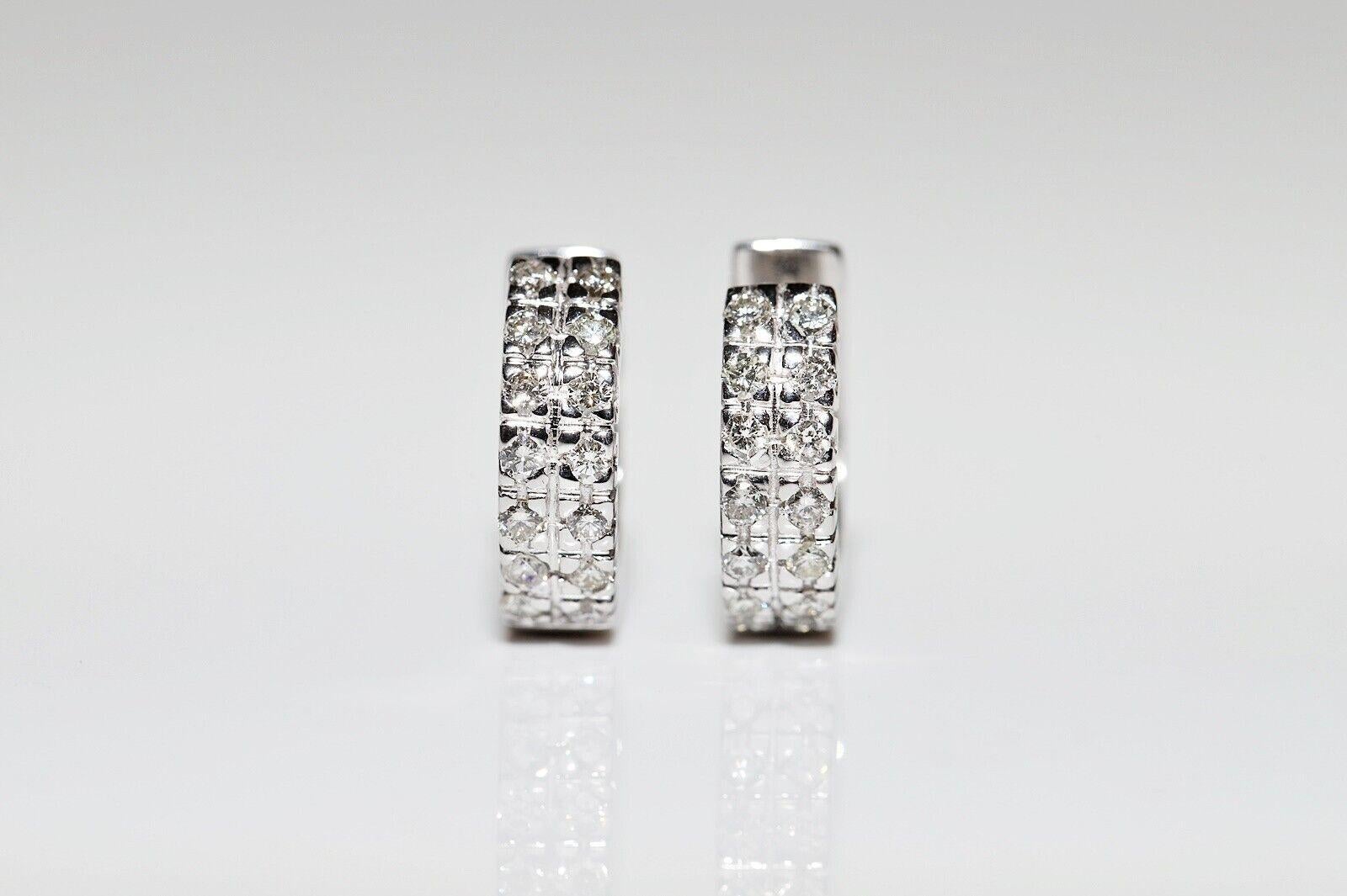 Boucles d'oreilles vintage en or 18k ornées de diamants naturels Bon état - En vente à Fatih/İstanbul, 34