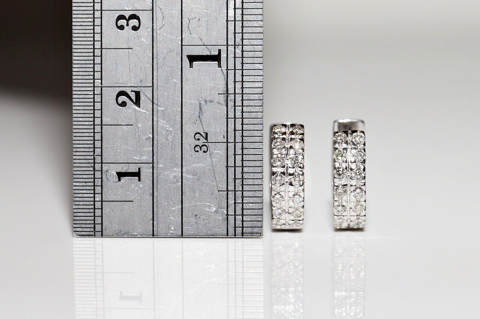 Boucles d'oreilles vintage en or 18k ornées de diamants naturels Pour femmes en vente
