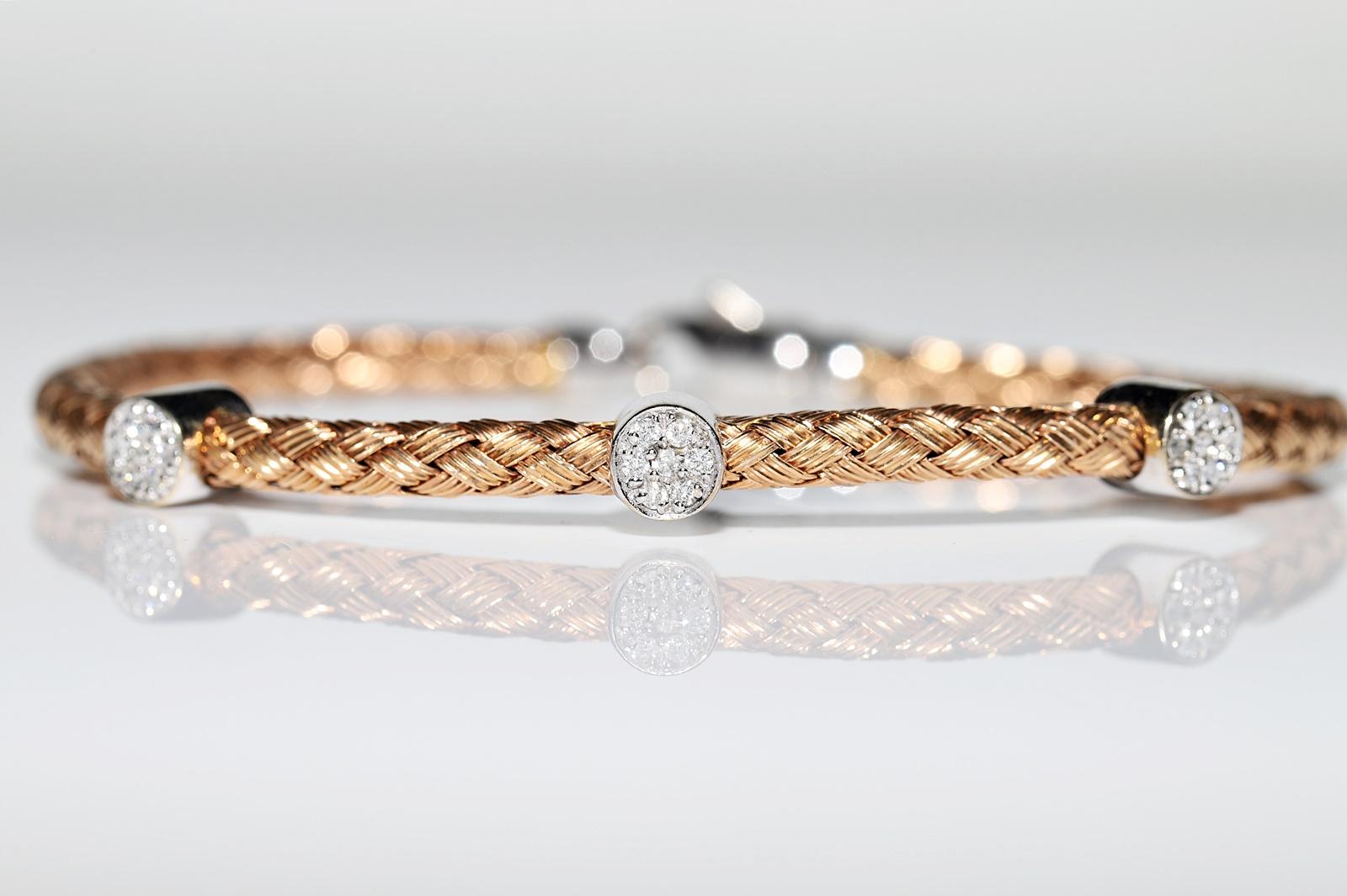 Bracelet vintage décoré de diamants naturels en or 18 carats  Bon état - En vente à Fatih/İstanbul, 34