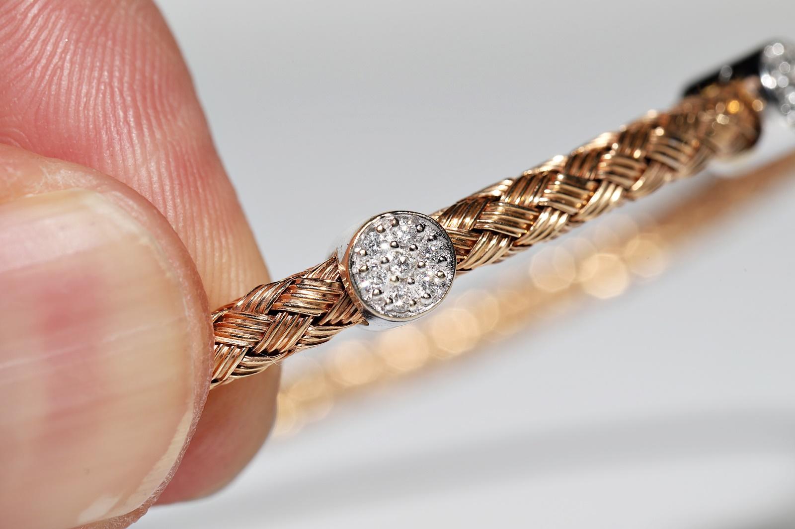18 Karat Gold natürliches, verziertes, hübsches Vintage-Armband mit Diamanten  im Angebot 1