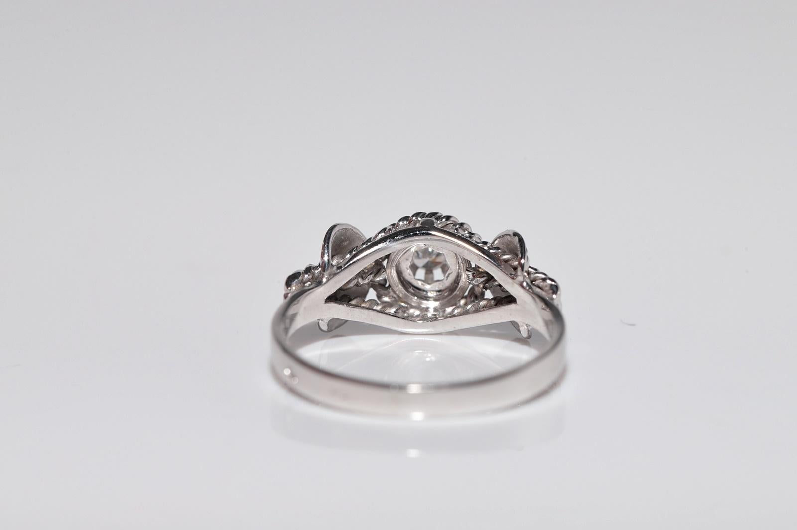 Vintage 18k Gold natürlichen Diamanten verziert Solitär Seil Design Ring im Angebot 1