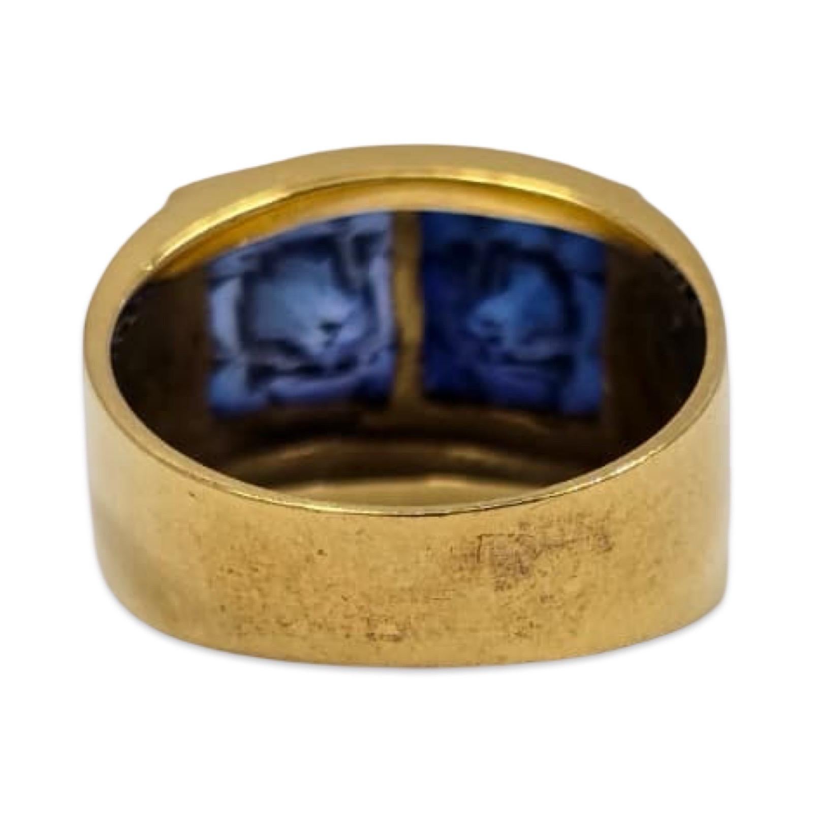 Vintage 18K Gold Natürlicher Saphir Mosaik Band Ring im Angebot 5