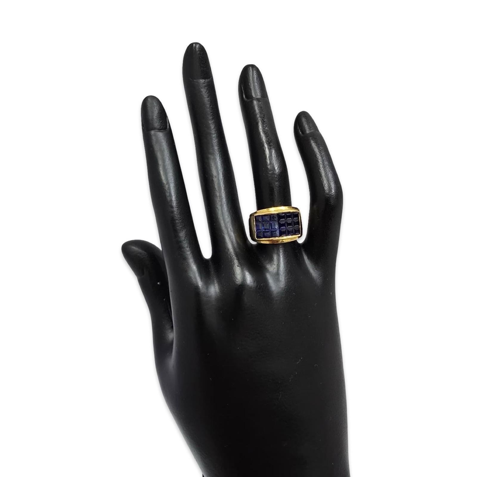 Vintage 18K Gold Natürlicher Saphir Mosaik Band Ring im Zustand „Hervorragend“ im Angebot in Miami, FL