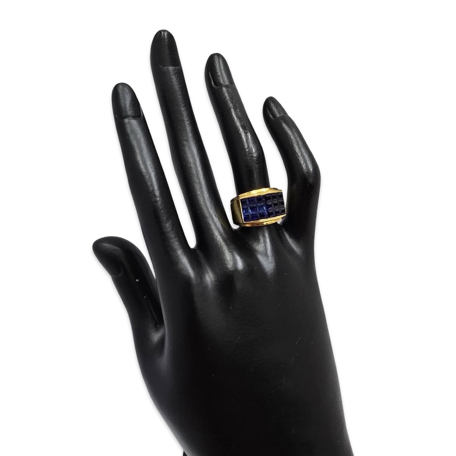 Vintage 18K Gold Natürlicher Saphir Mosaik Band Ring im Angebot 1