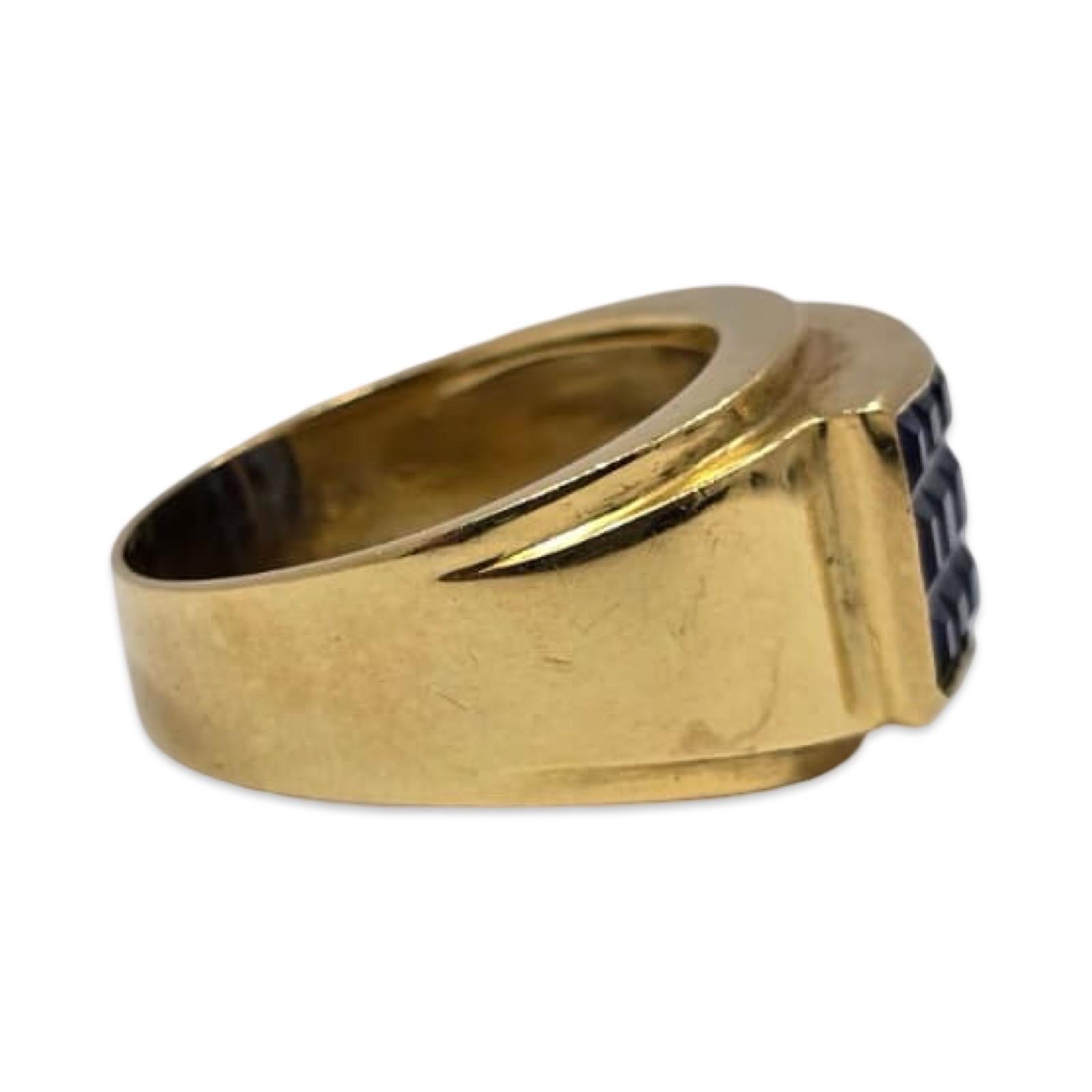 Vintage 18K Gold Natürlicher Saphir Mosaik Band Ring im Angebot 3