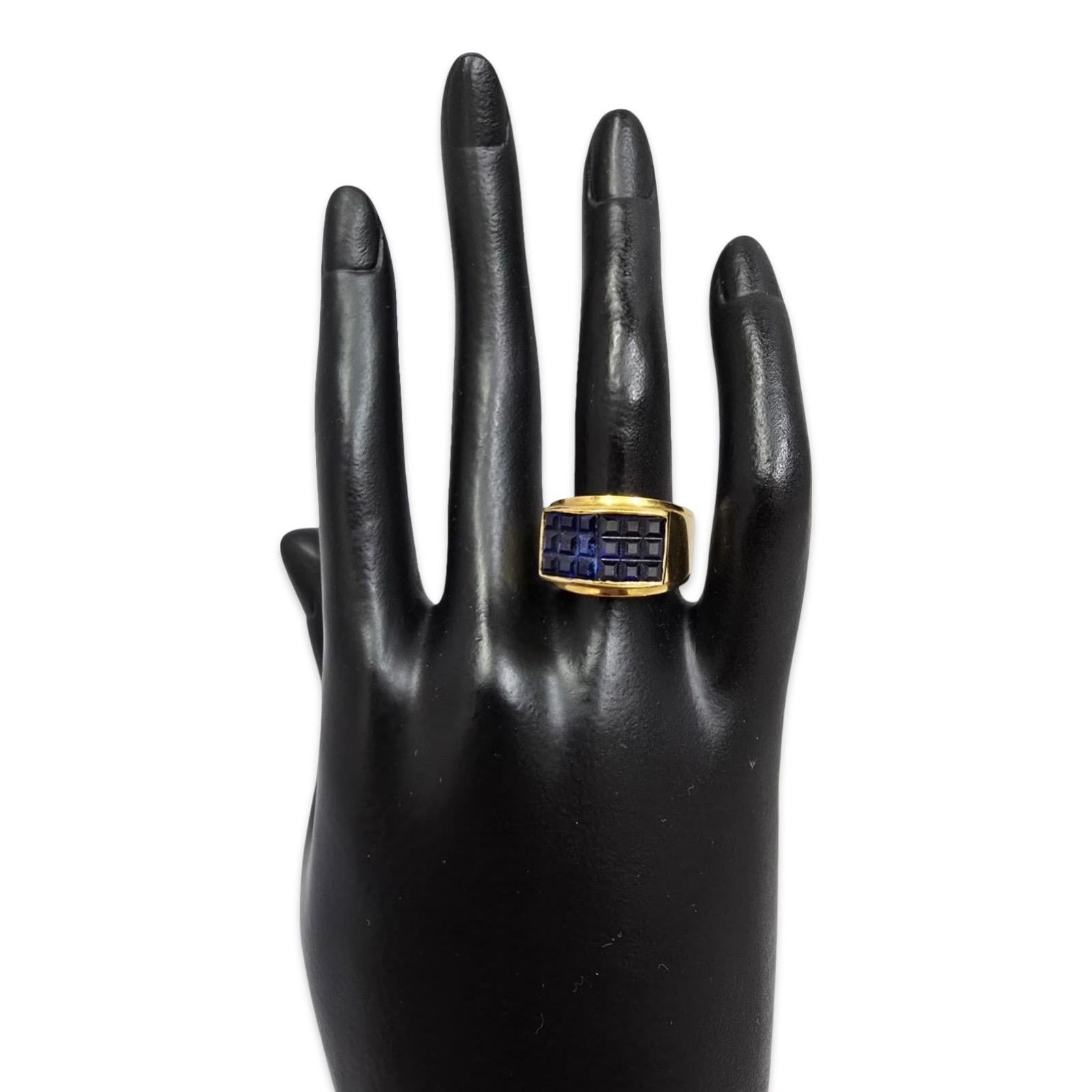 Vintage 18K Gold Natürlicher Saphir Mosaik Band Ring im Angebot 4