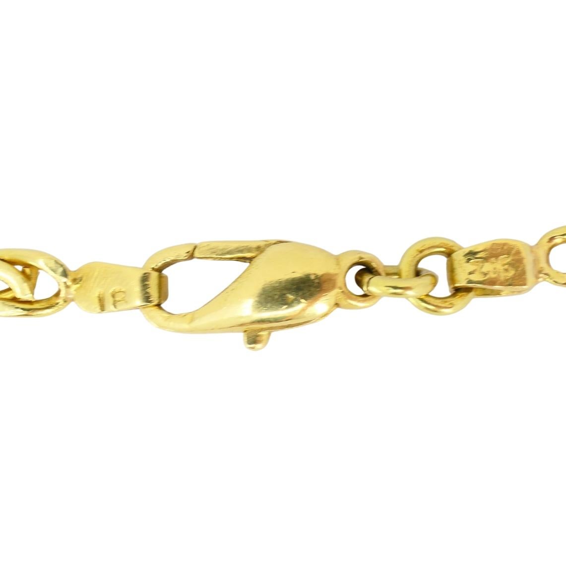 Collana vintage in oro 18k con ciondolo in malachite e catena ovale A Link In condizioni ottime in vendita a Beverly Hills, CA