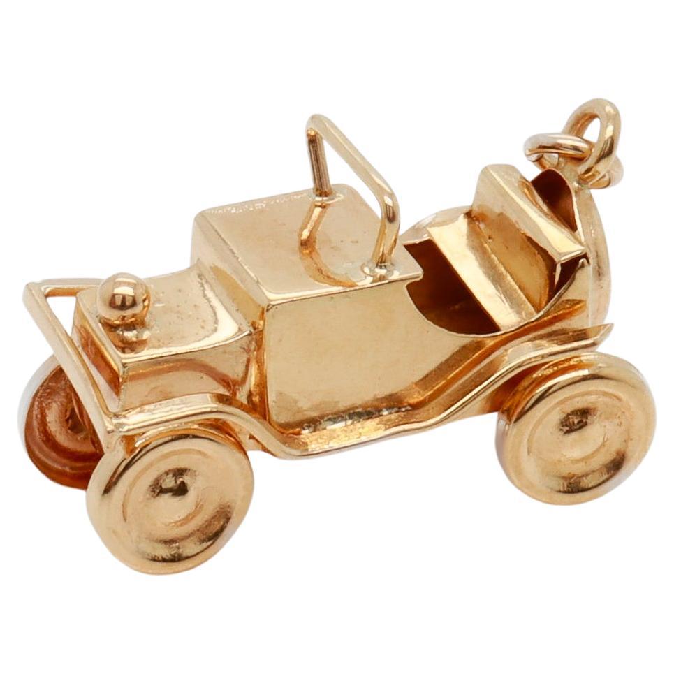 Vintage 18k Gold Old Timer Car or Jalopy Automobile Charm for a Bracelet