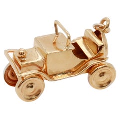 Charm per braccialetto in oro 18 carati con auto d'epoca o auto a baldacchino