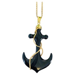 Pendentif ancre vintage en or 18 carats et onyx, édition limitée