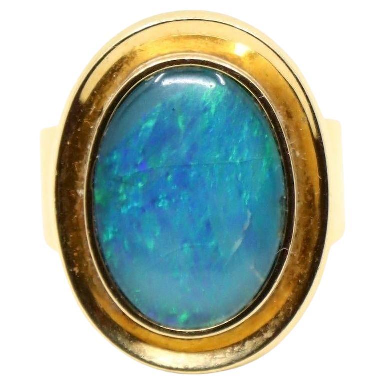 Vintage 18K Gold Opal Cabochon Ring im Angebot