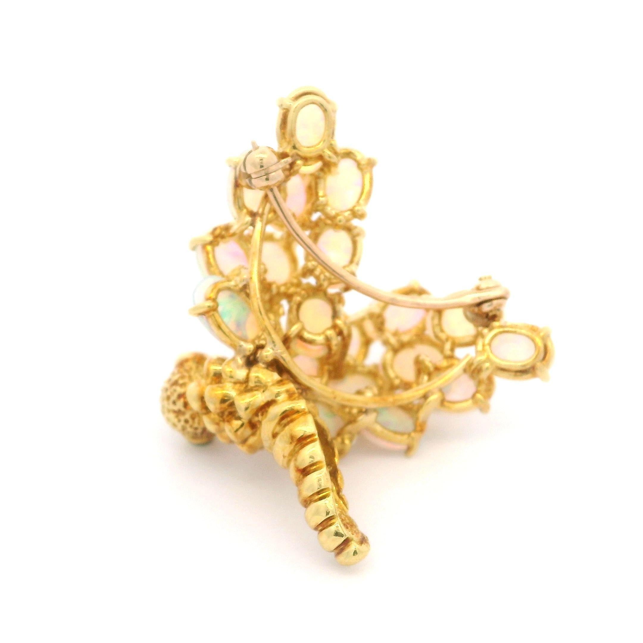 Vintage 18k Gold Opal Diamond Emerald Caterpillar Butterfly Pin Brooch Ring Set 8