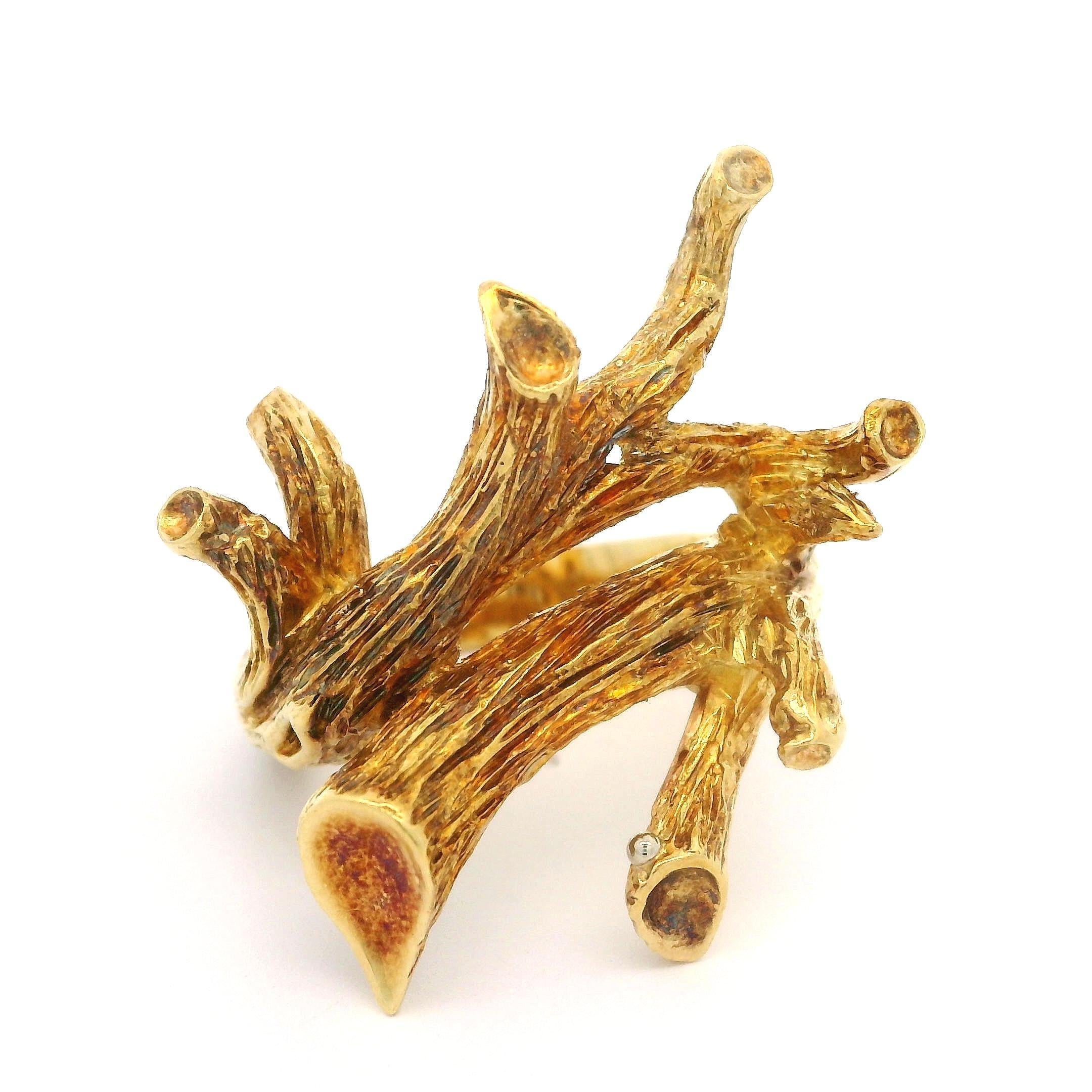 Vintage 18k Gold Opal Diamond Emerald Caterpillar Butterfly Pin Brooch Ring Set 12