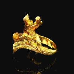 Vintage 18k Gold Opal Diamond Emerald Caterpillar Butterfly Pin Brooch Ring Set