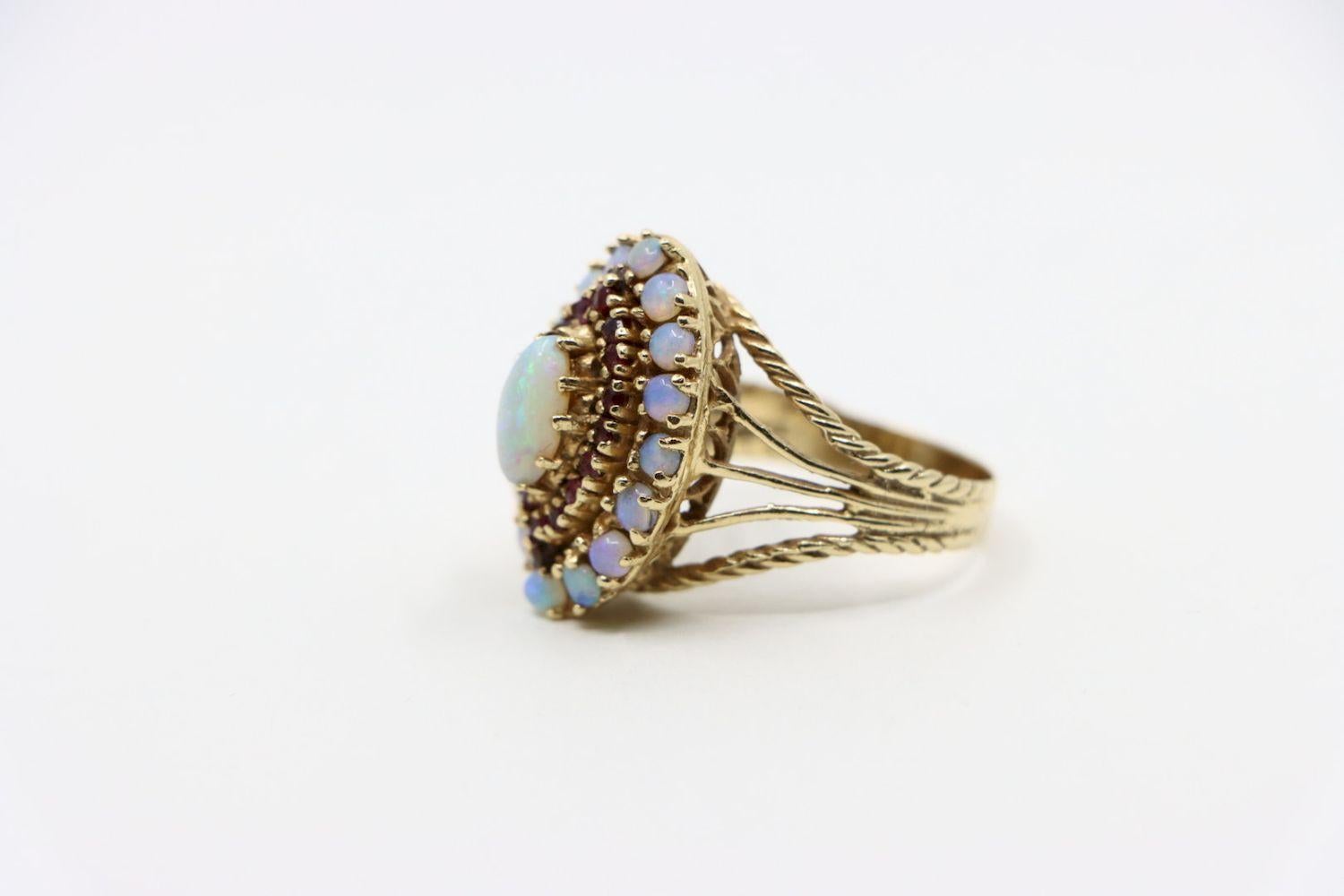 Vintage 18K Gold Opal Ruby Ring 1