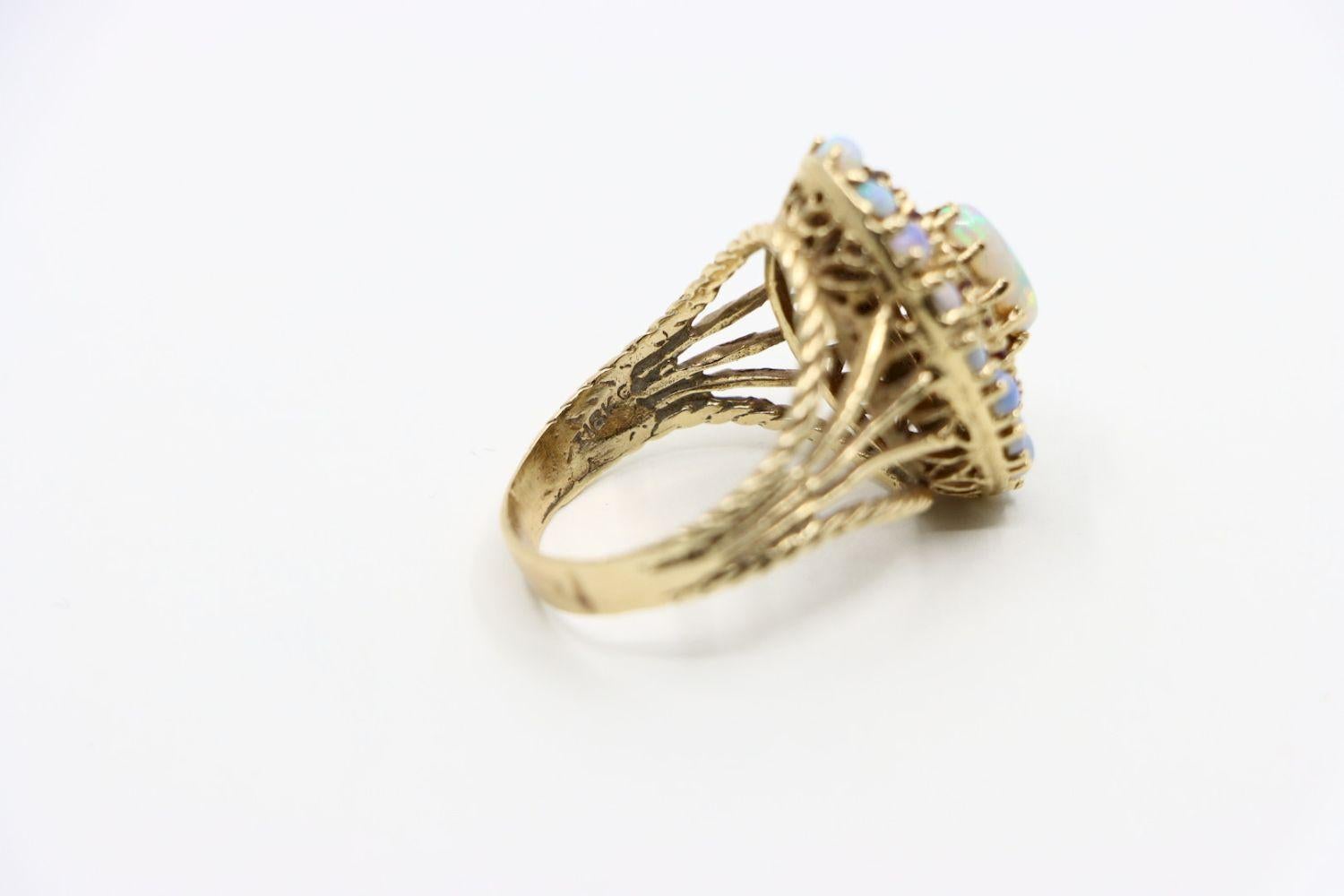 Vintage 18K Gold Opal Ruby Ring 2