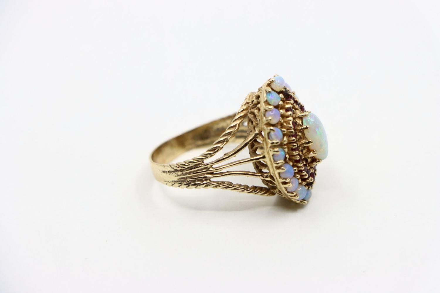 Vintage 18K Gold Opal Ruby Ring 3