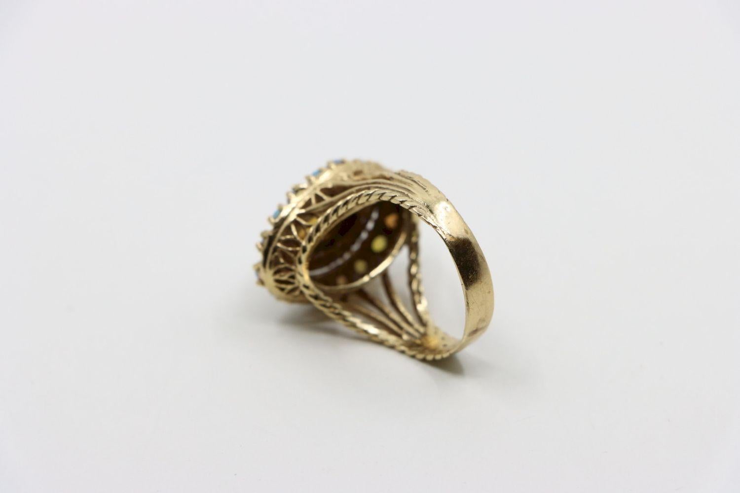 Vintage 18K Gold Opal Ruby Ring 4