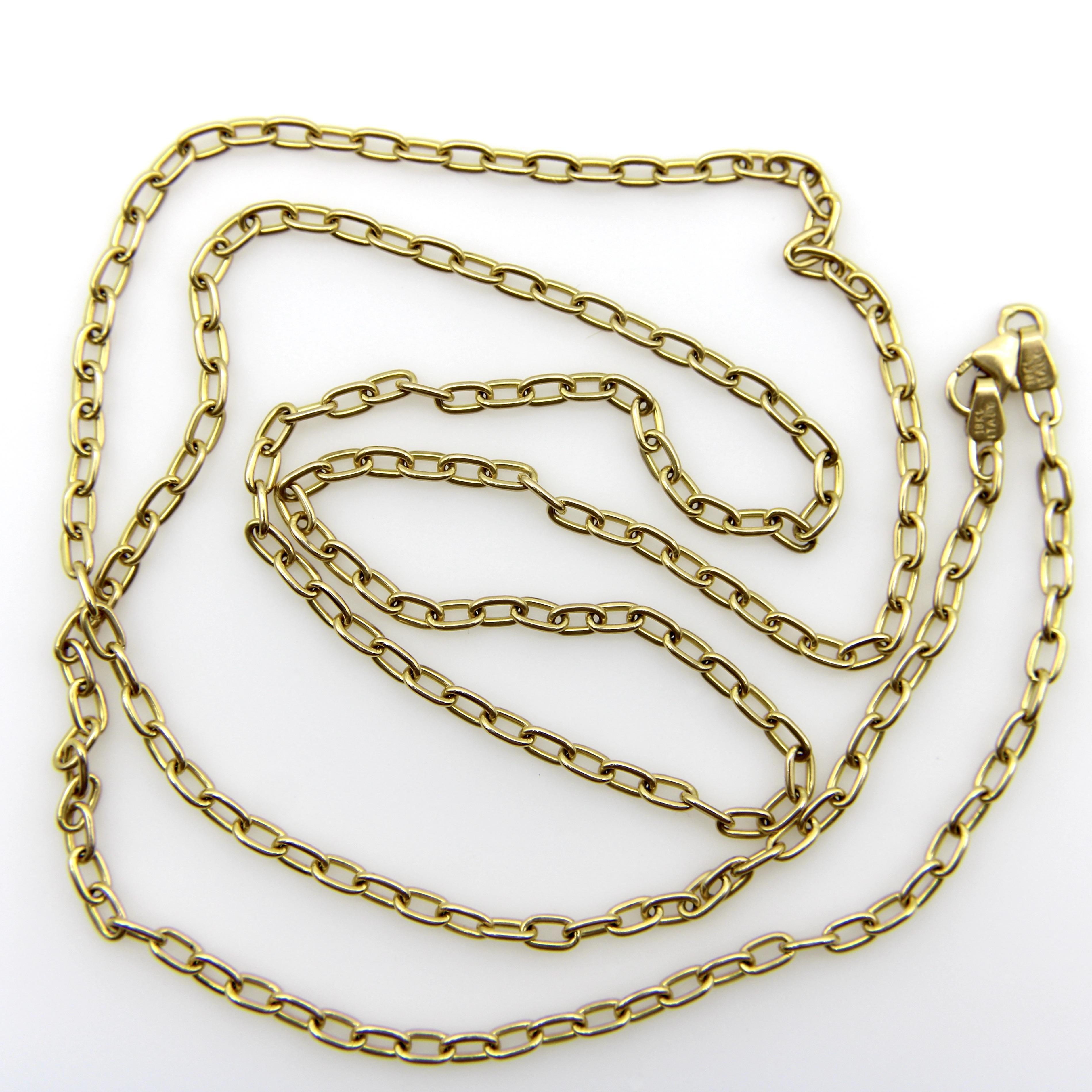 Modern Vintage 18K Gold Open Link Italian Long Chain For Sale