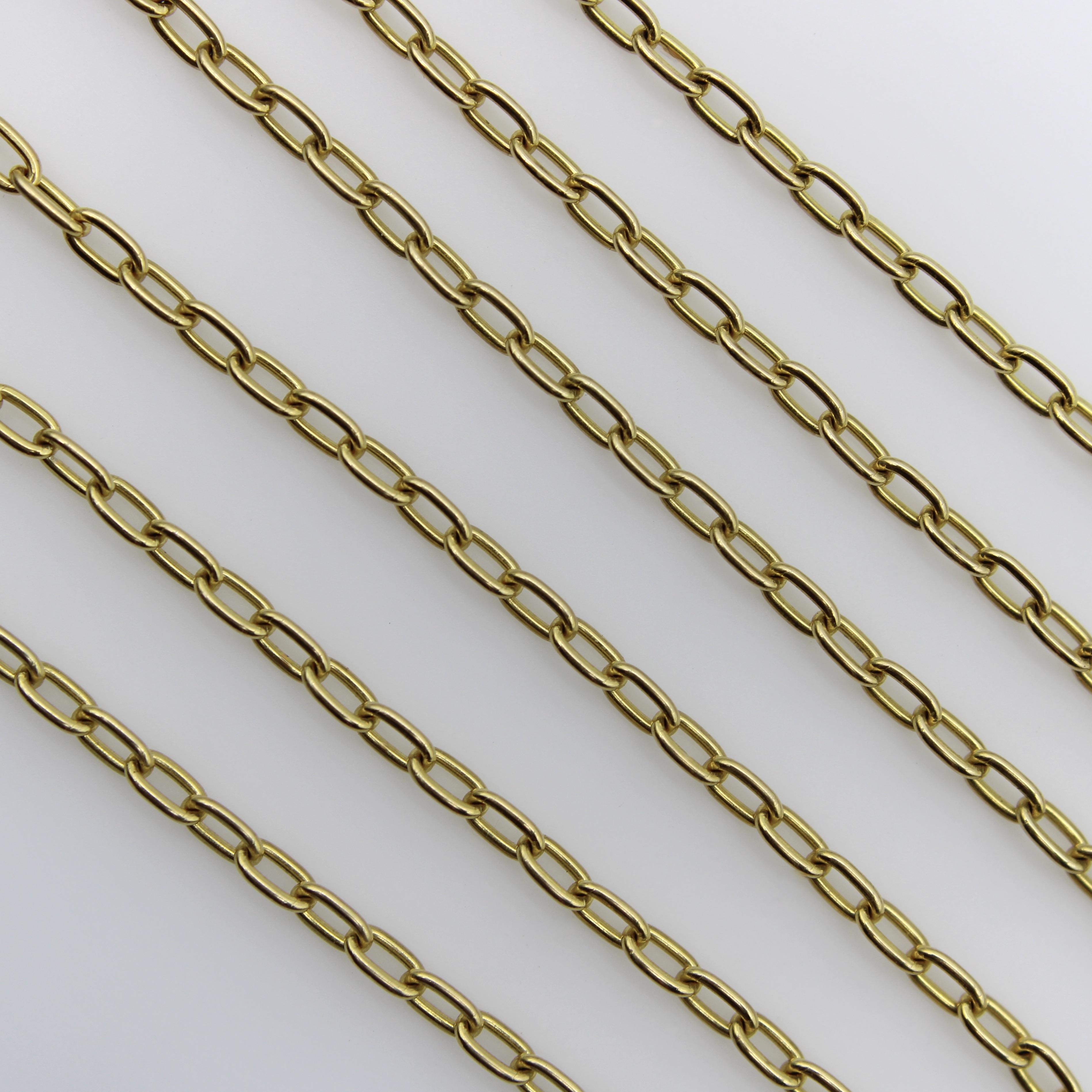 Vintage 18K Gold Open Link Italian Long Chain In Good Condition For Sale In Venice, CA