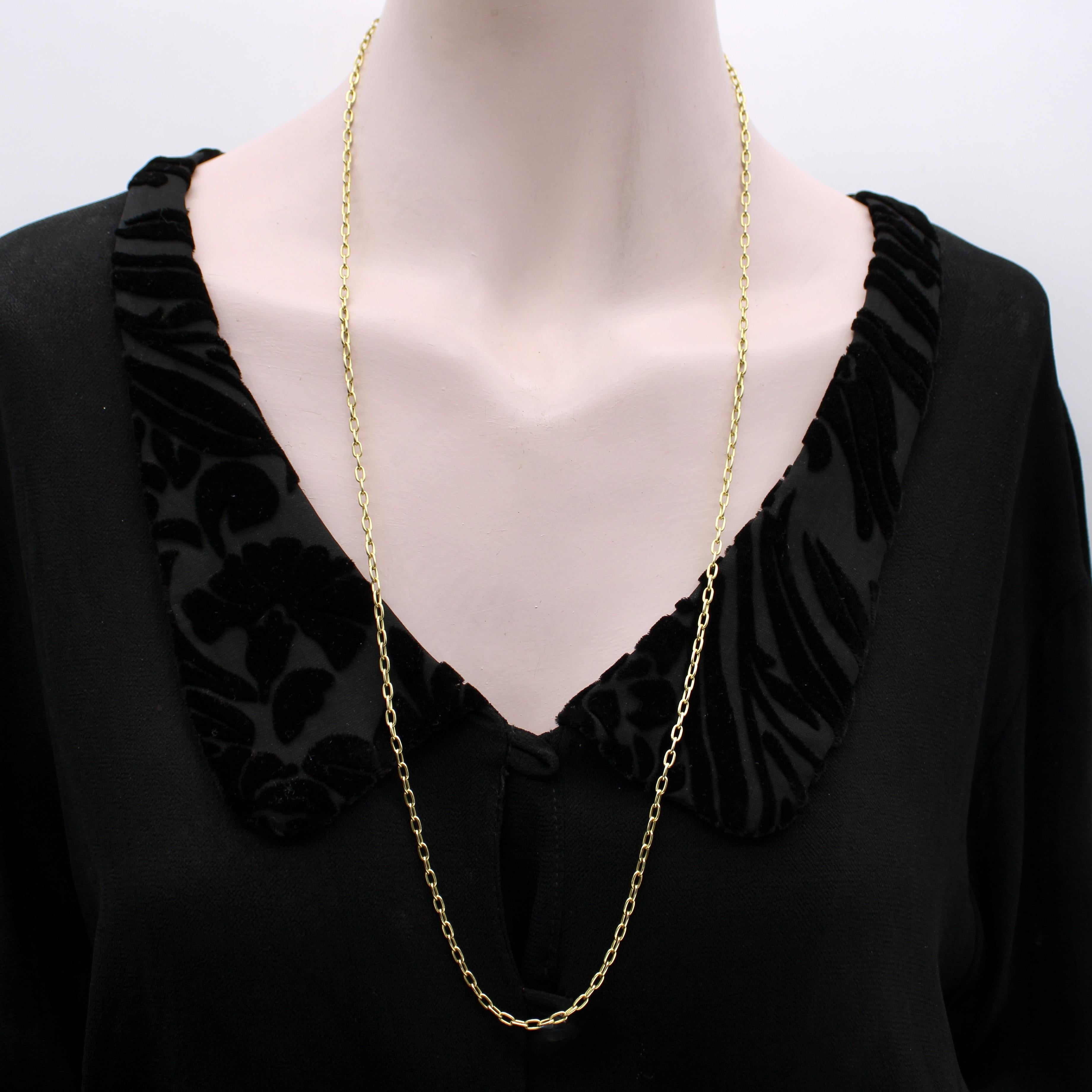 Women's or Men's Vintage 18K Gold Open Link Italian Long Chain For Sale