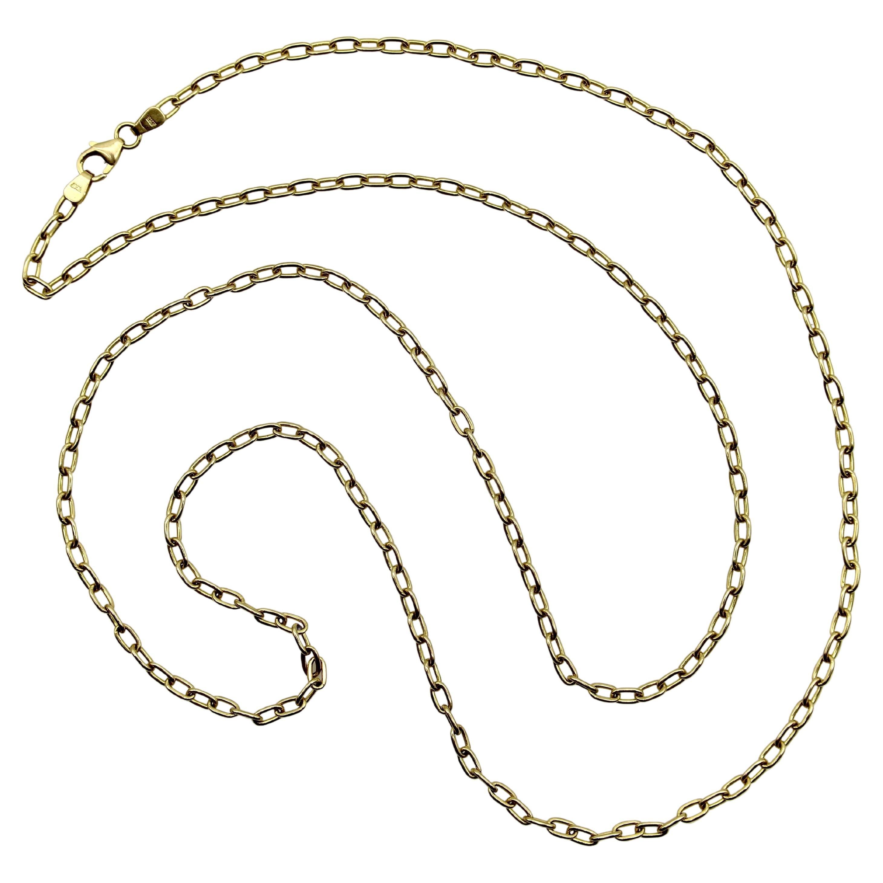 Vintage 18K Gold Open Link Italienisch lange Kette