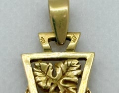 Vintage 18k Gold Ornate Cross Pendant – French Artisan Work with Grape and Vine
