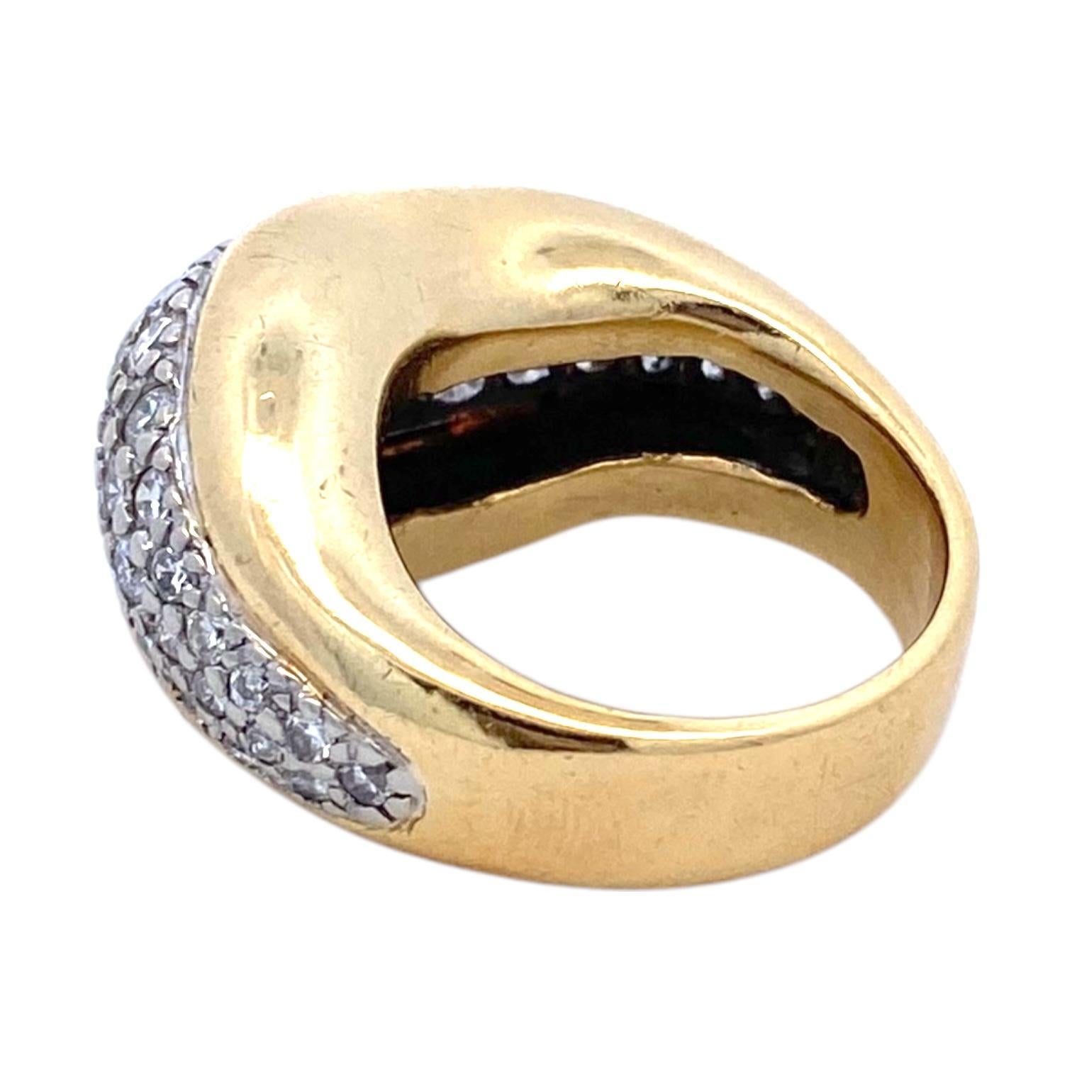 Contemporary Vintage 18K Gold Pave Diamond Dome Ring For Sale