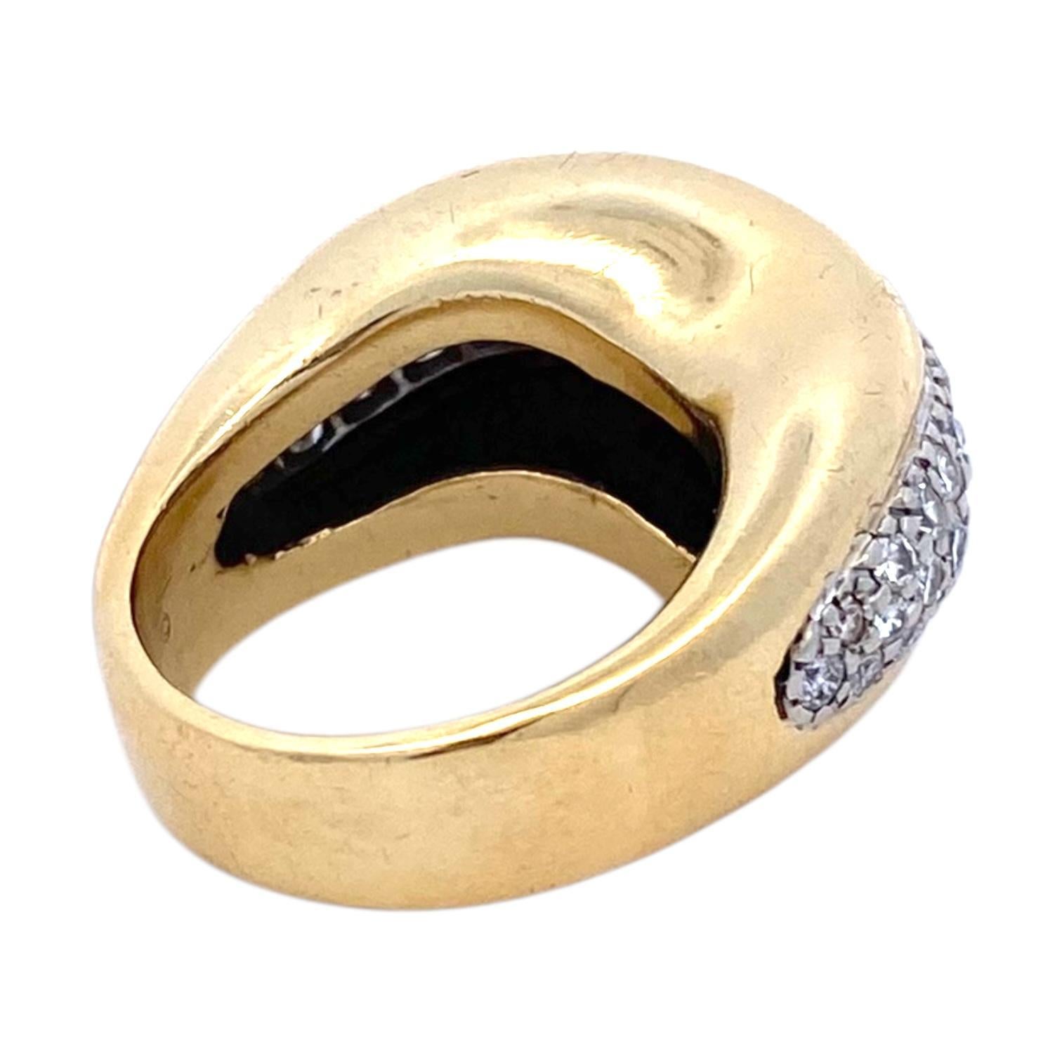 Vintage 18K Gold Pave Diamond Dome Ring In Good Condition For Sale In Henderson, NV