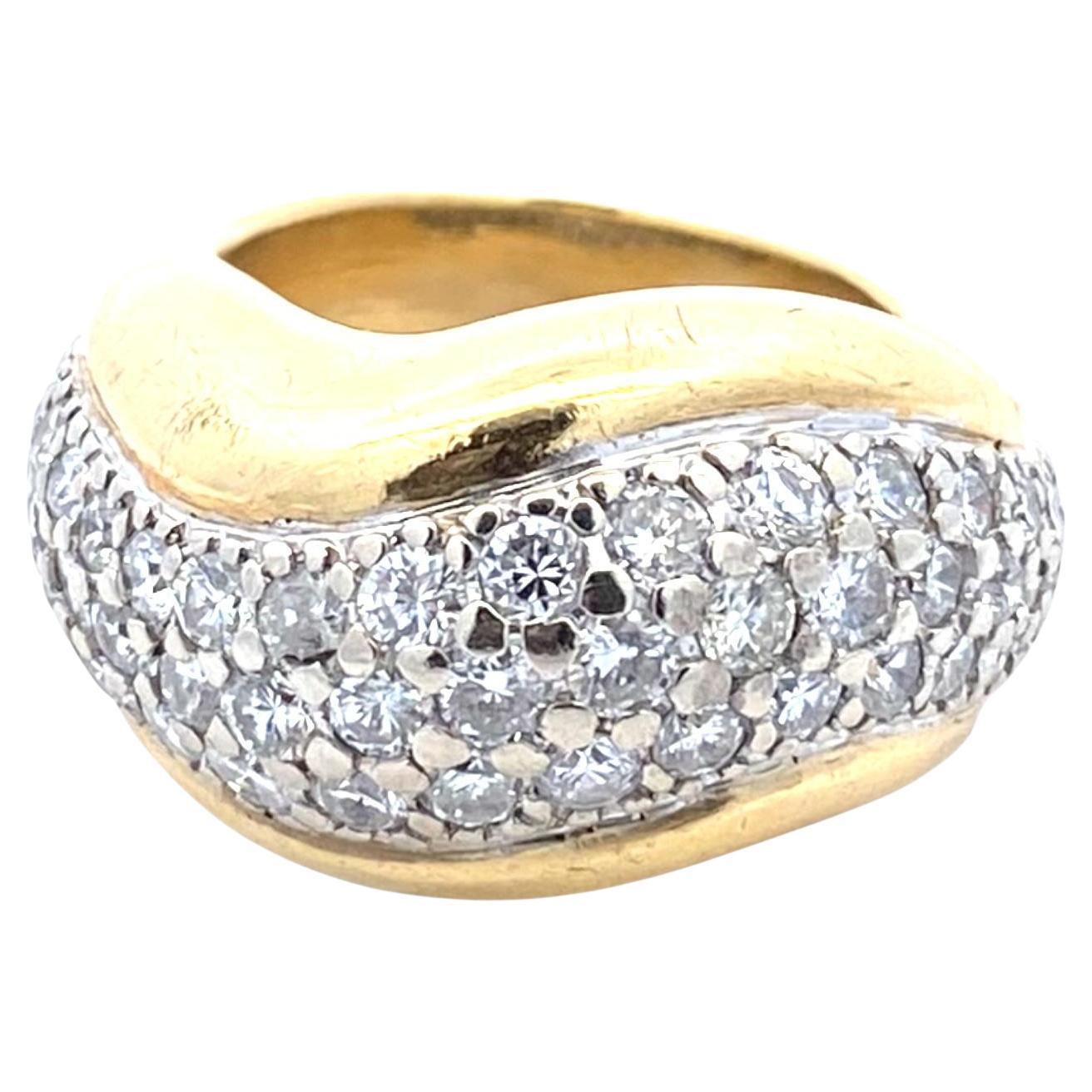 Vintage 18K Gold Pave Diamond Dome Ring