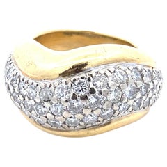 Vintage 18K Gold Pave Diamond Dome Ring