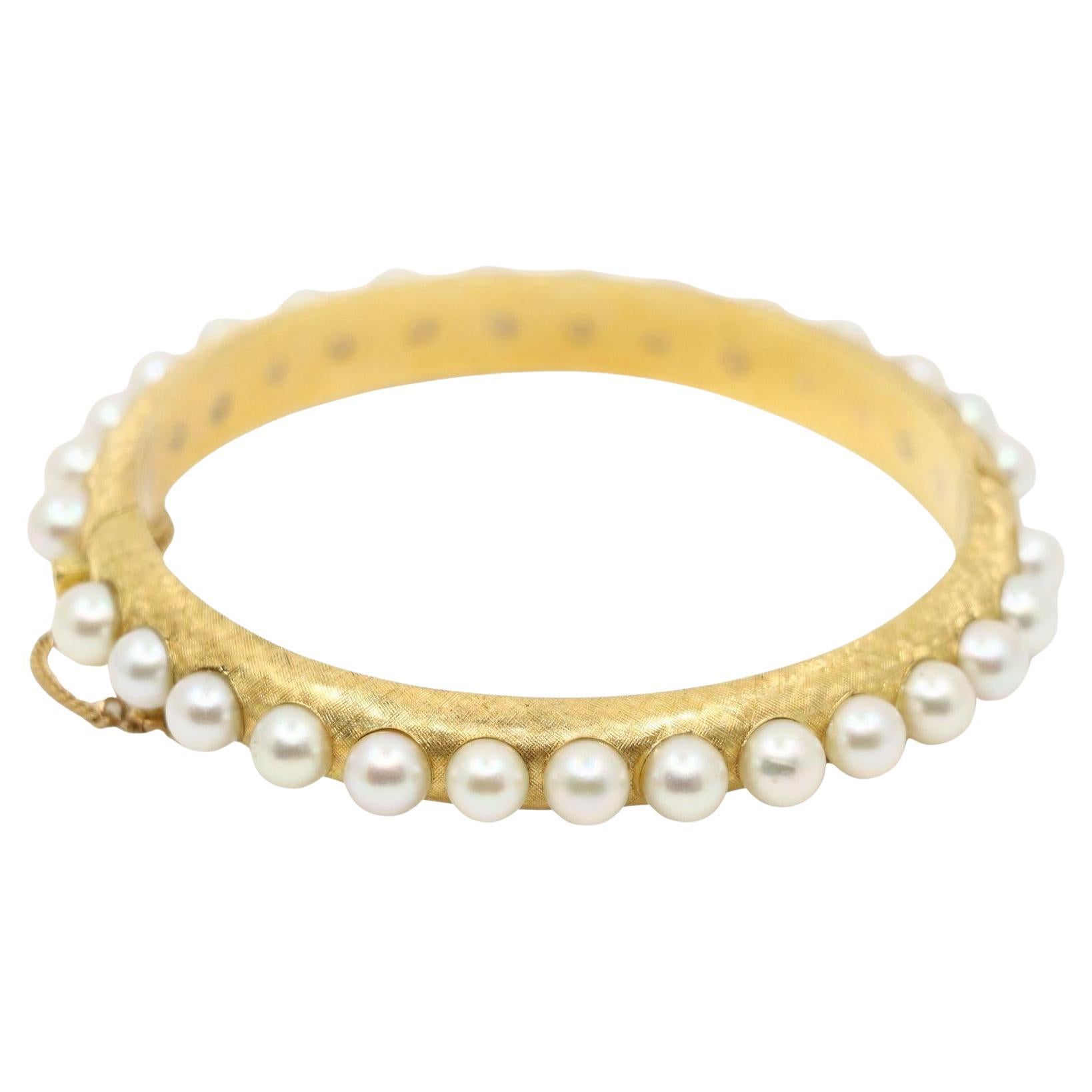 Vintage 18K Gold Pearl Bracelet