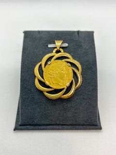 Vintage 18k Gold Pendant Featuring a 20 Francs Cérès Coin (1851 A) – French Eagl