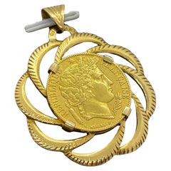Vintage 18k Gold Pendant Featuring a 20 Francs Cérès Coin (1851 A) – French Eagl