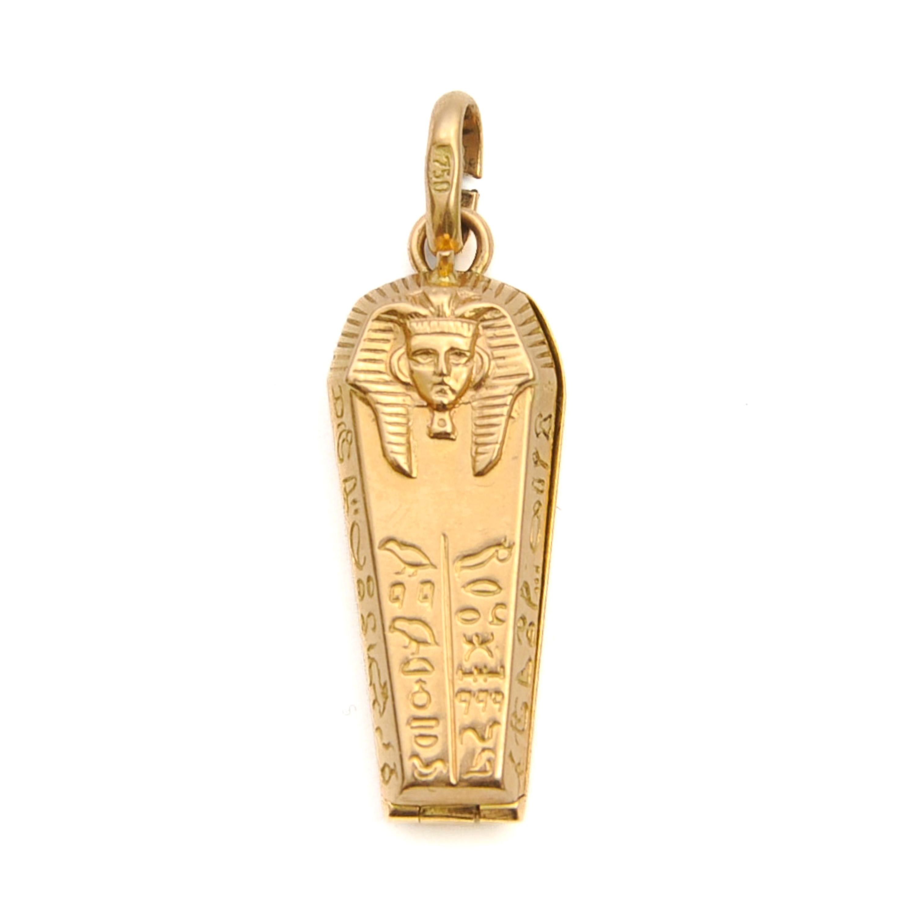 Vintage 18K Gold Pharaoh Tutankhamun Charm Pendant In Good Condition In Rotterdam, NL