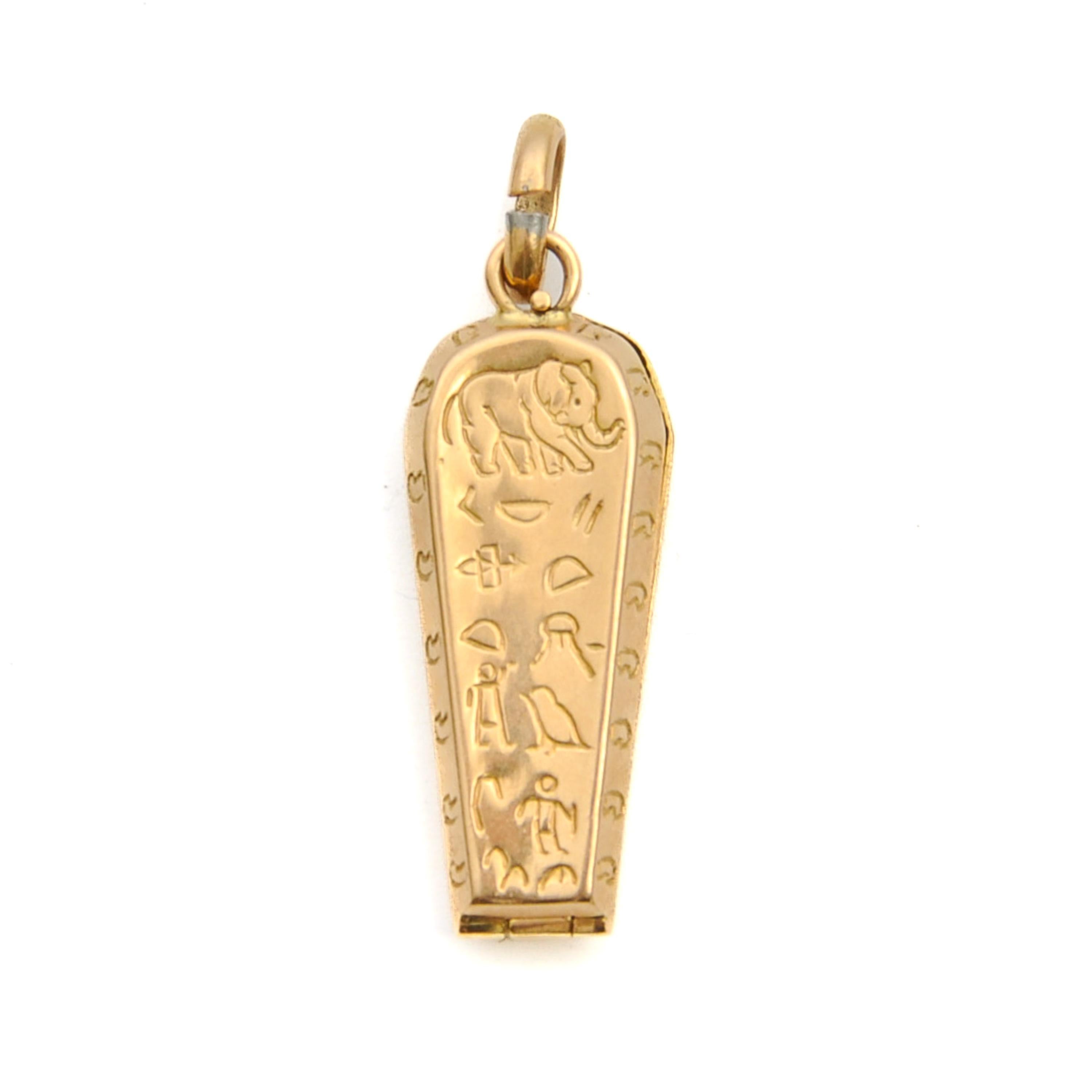 Women's or Men's Vintage 18K Gold Pharaoh Tutankhamun Charm Pendant
