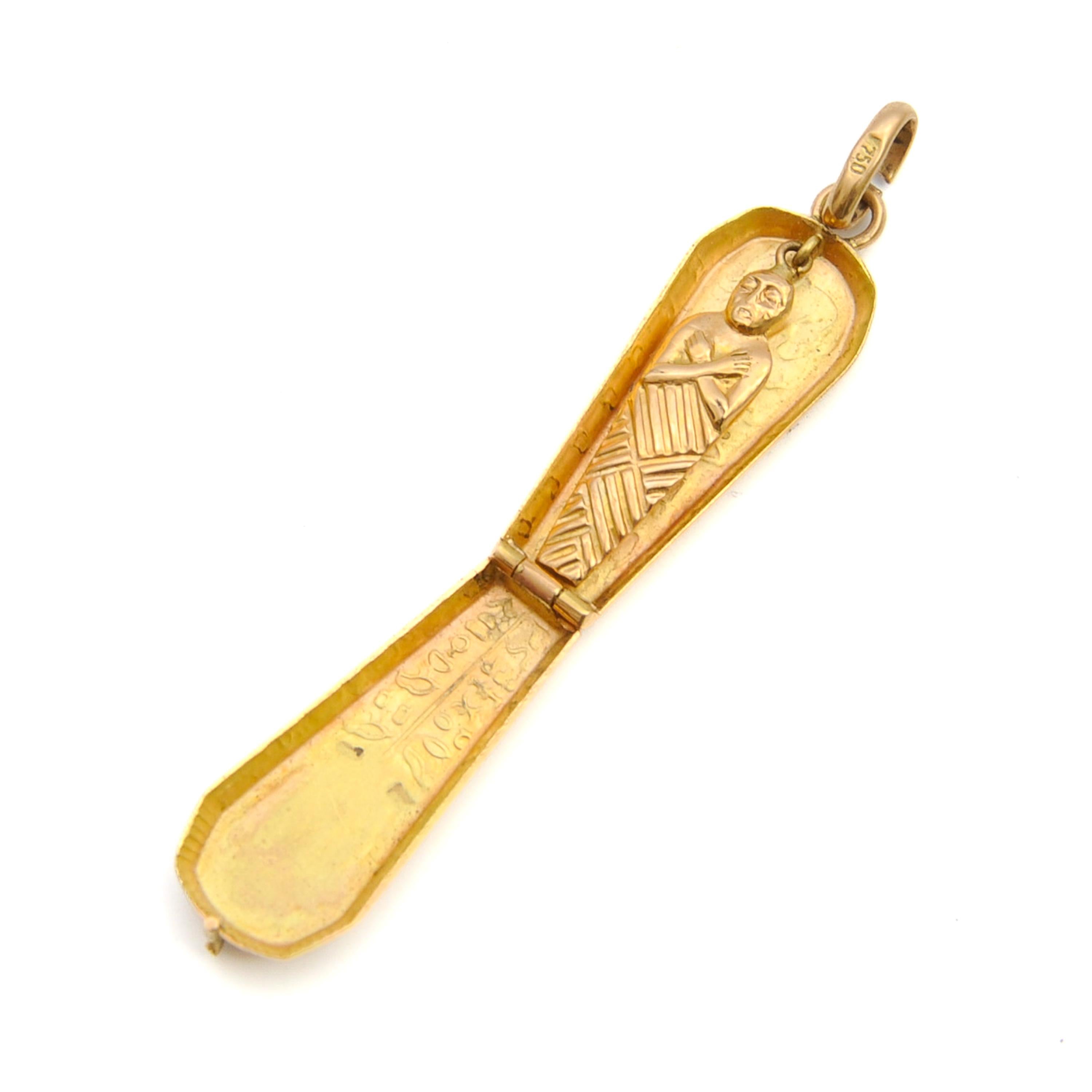 Vintage 18K Gold Pharaoh Tutankhamun Charm Pendant 1