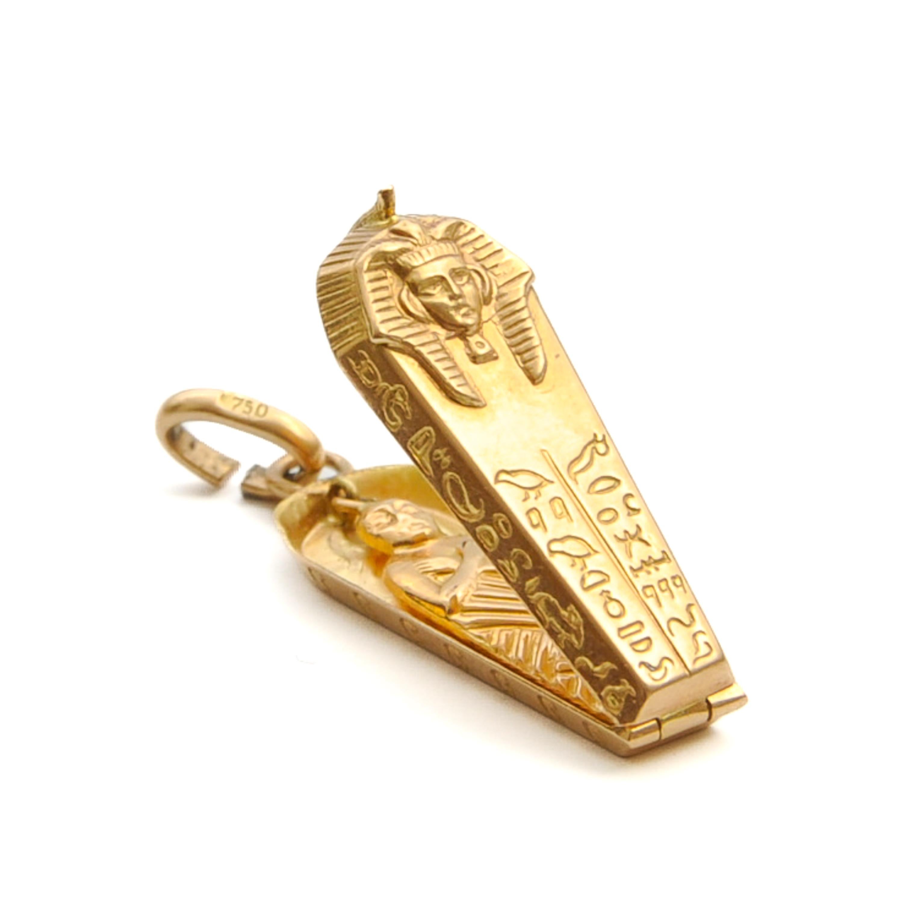 Vintage 18K Gold Pharaoh Tutankhamun Charm Pendant 3
