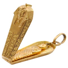 Vintage 18K Gold Pharaoh Tutankhamun Charm Pendant