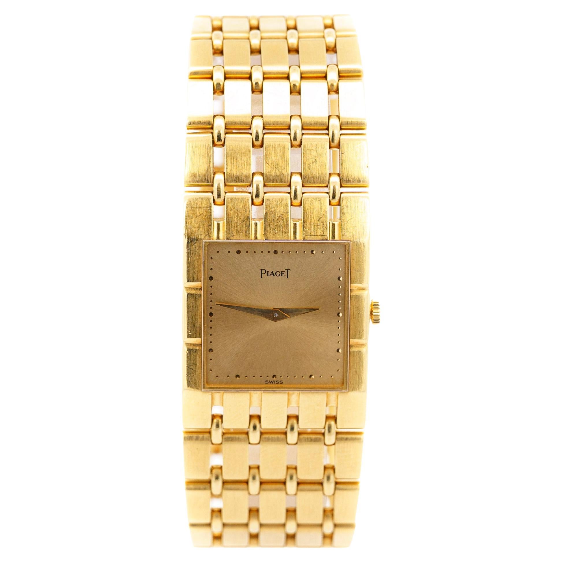 Vintage 18K Gold Piaget Polo 91321-K51 Automatic Watch with Original Pouch For Sale