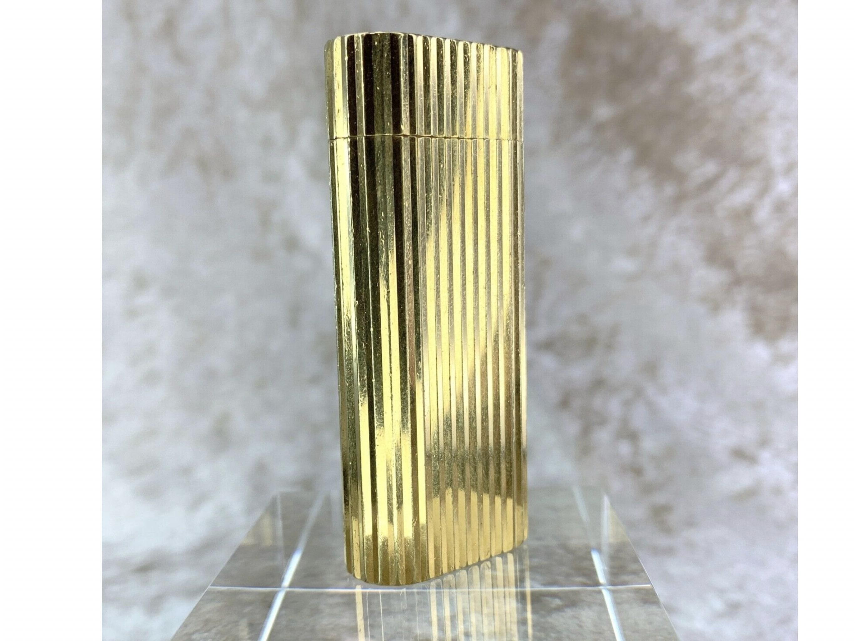 Artist Vintage 18k Gold Plated Cartier “Gordon” Oval Lighter with Diamonds