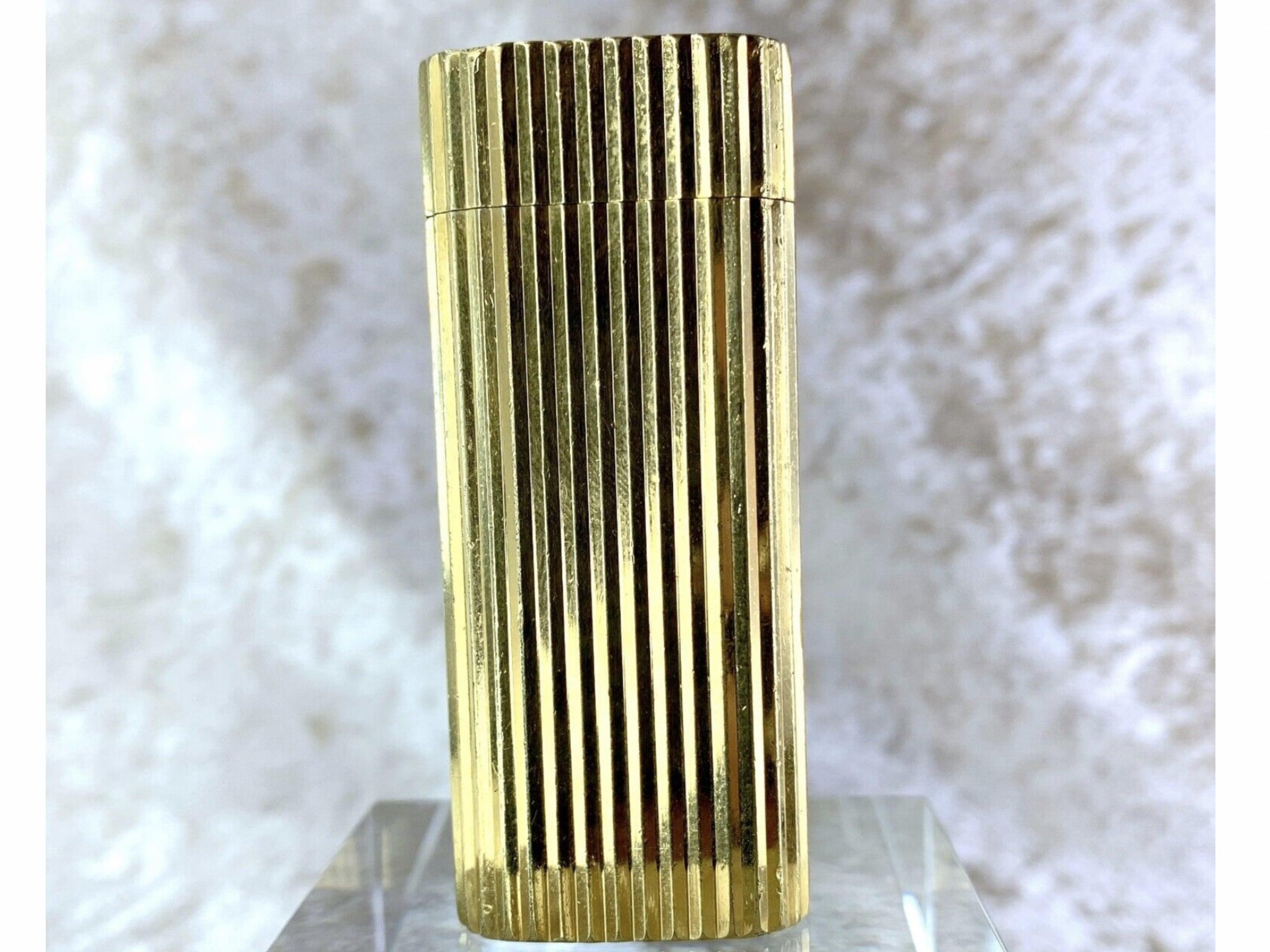 Oval Cut Vintage 18k Gold Plated Cartier “Gordon” Oval Lighter with Diamonds