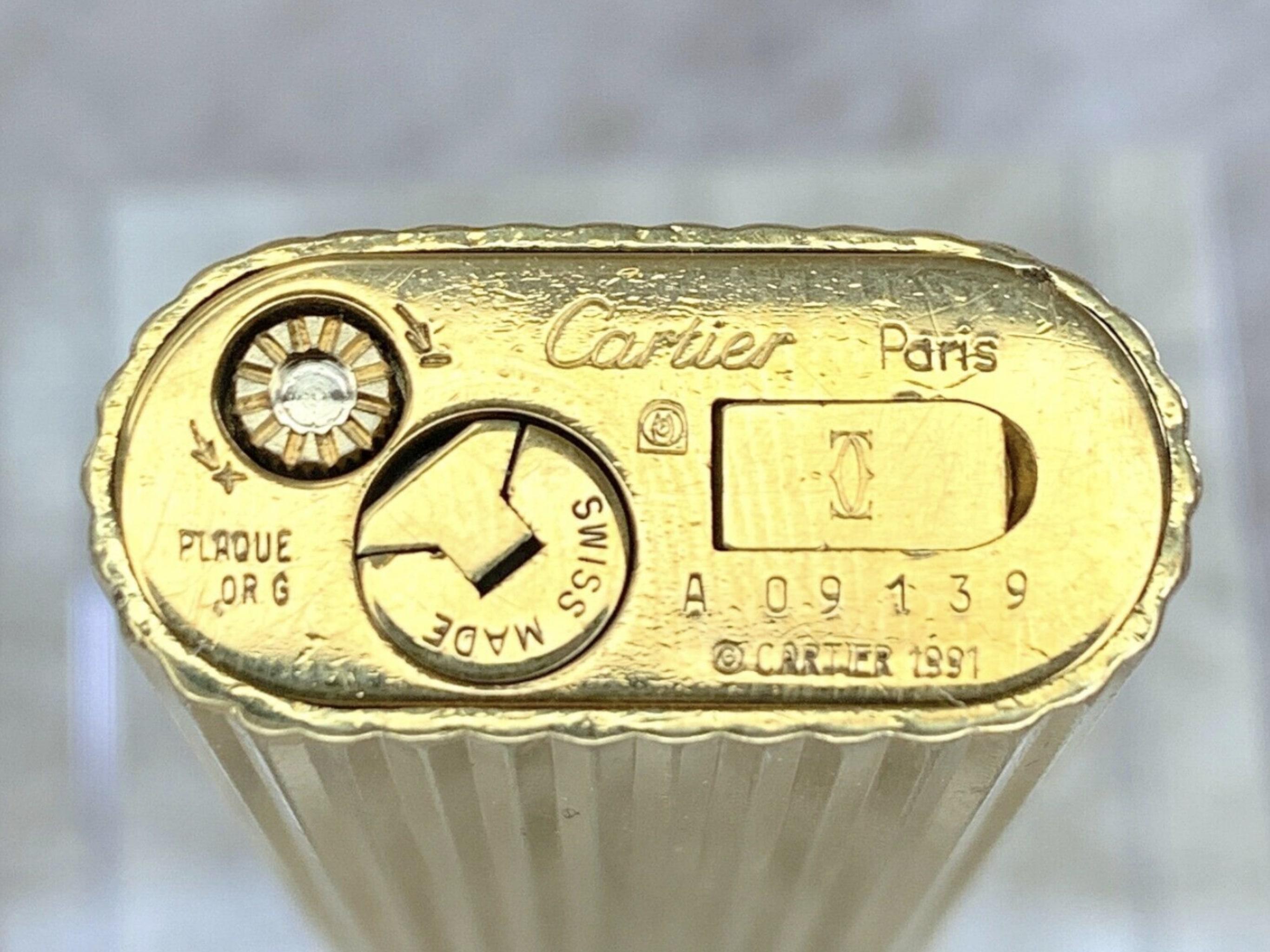 Vintage 18k Gold Plated Cartier “Gordon” Oval Lighter with Diamonds In Excellent Condition In New York, NY