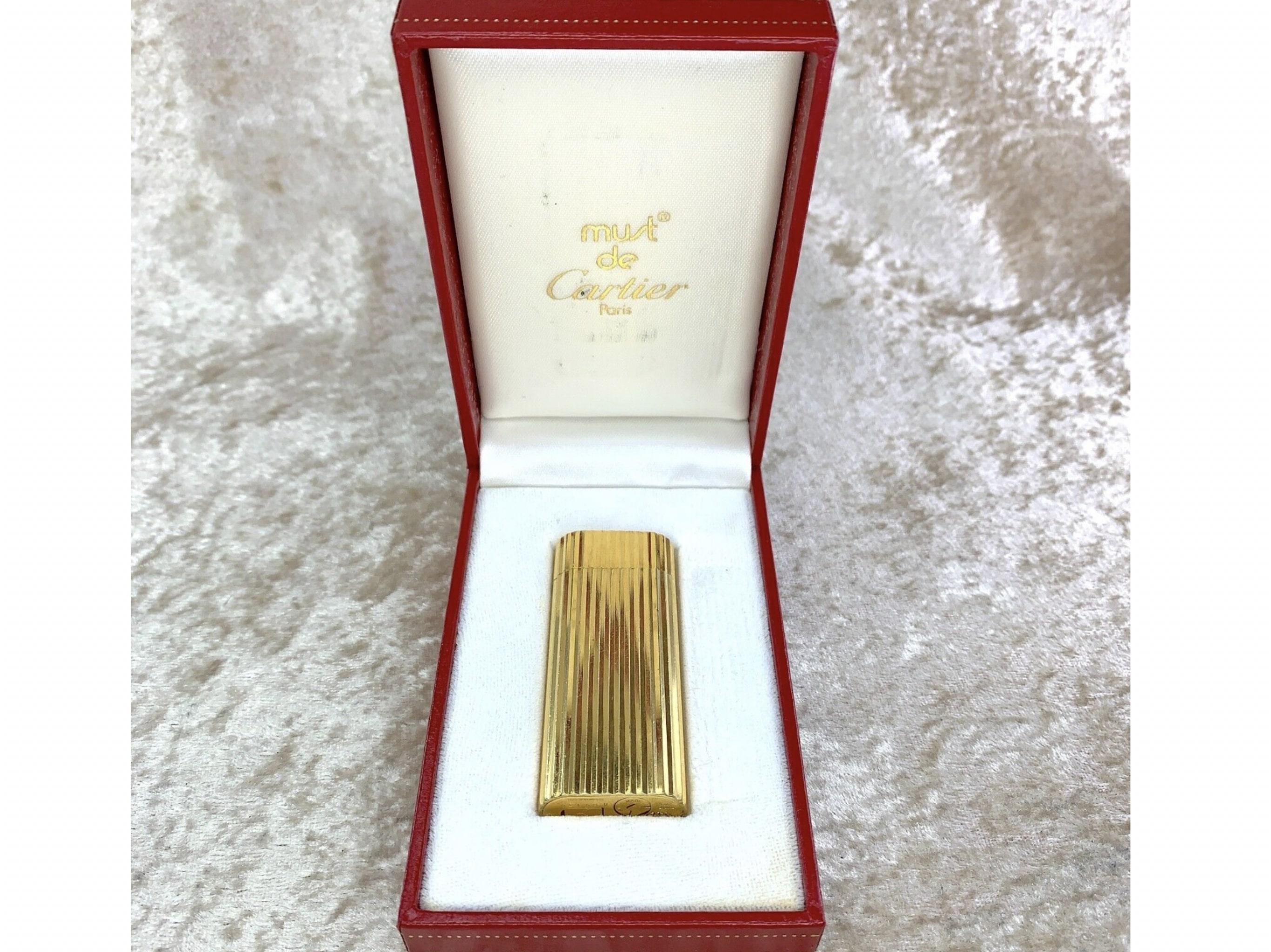 Vintage 18k Gold Plated Cartier “Gordon” Oval Lighter with Diamonds 1